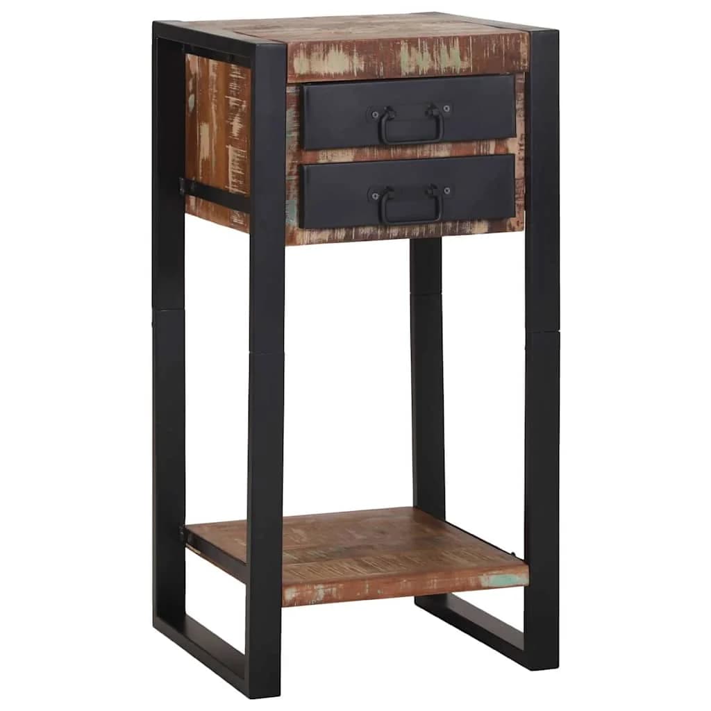 Stranska miza večbarvno 40 x 40 x 80 cm Trdna obnovljena les