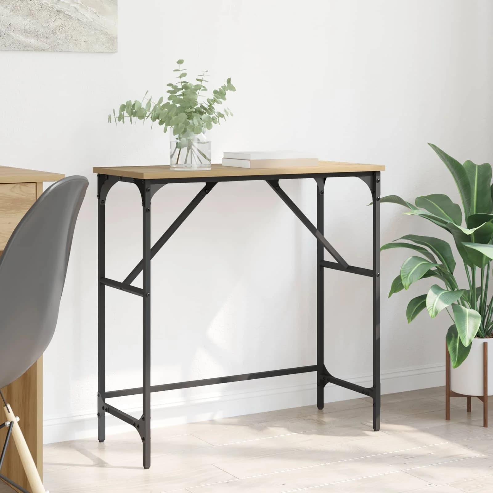 Konzolna miza Umetni hrast 75 x 32 x 75 cm Inženirski les