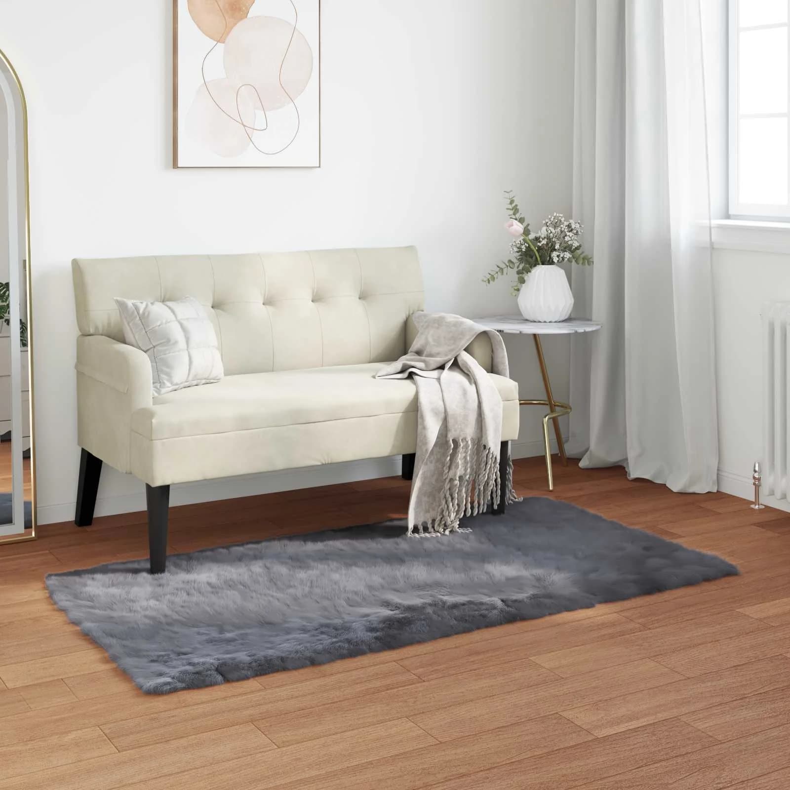Preproga iz umetnega ovčjega krzna TAFALLA Antracit 80 x 150 cm
