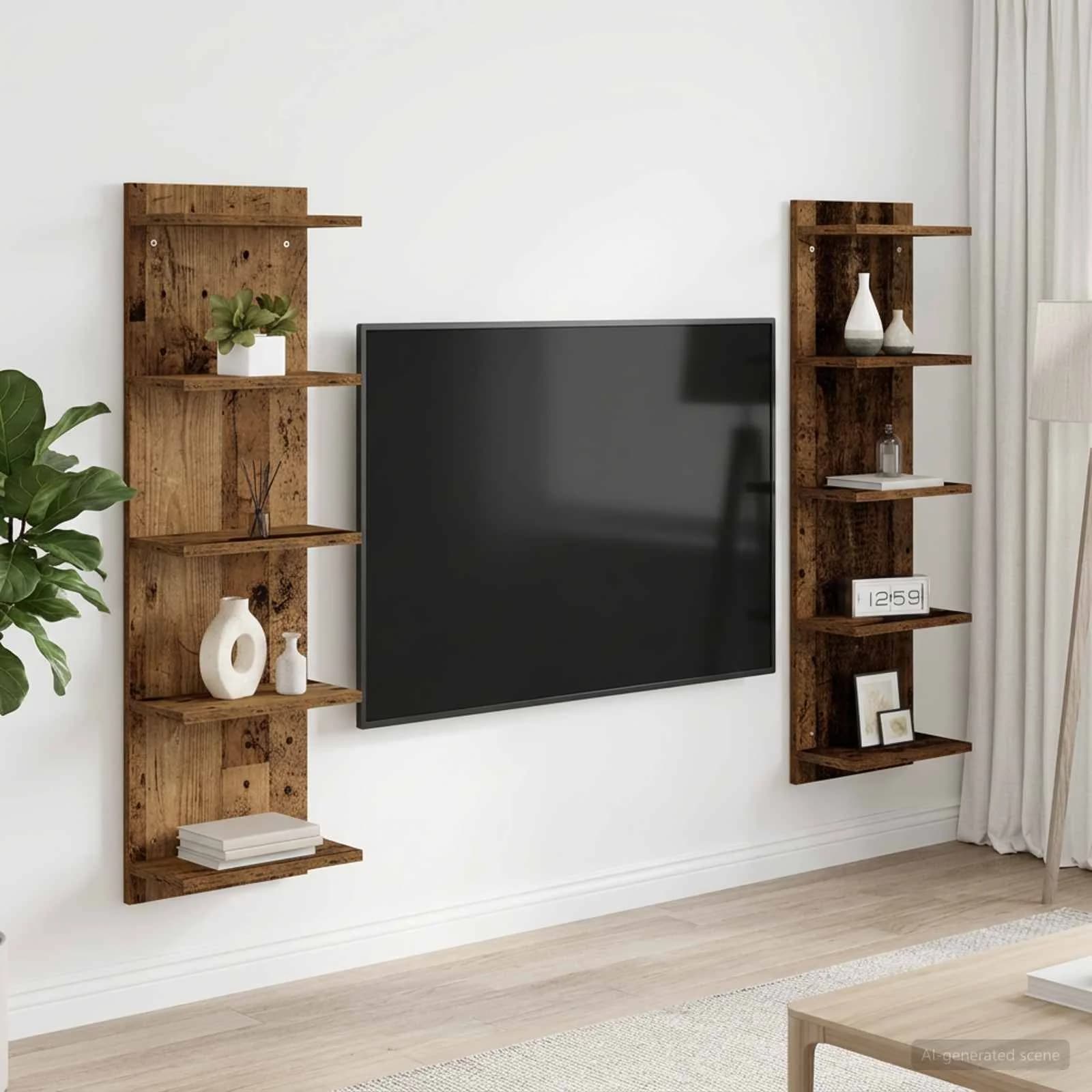 Stenska polica 2 kos Star les 30 x 15 x 100 cm Inženirski les
