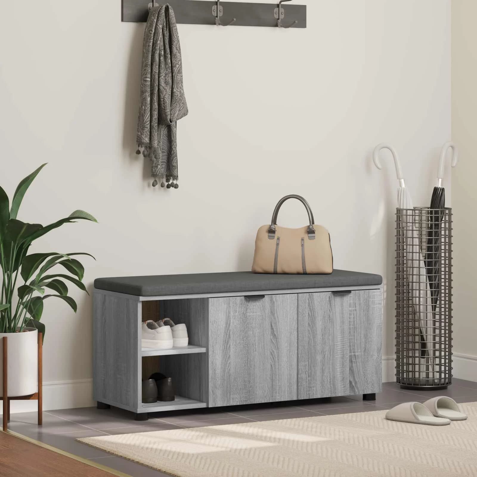 Haldna klop z blazino s polico Siva Sonoma 100 x 38 x 46 cm
