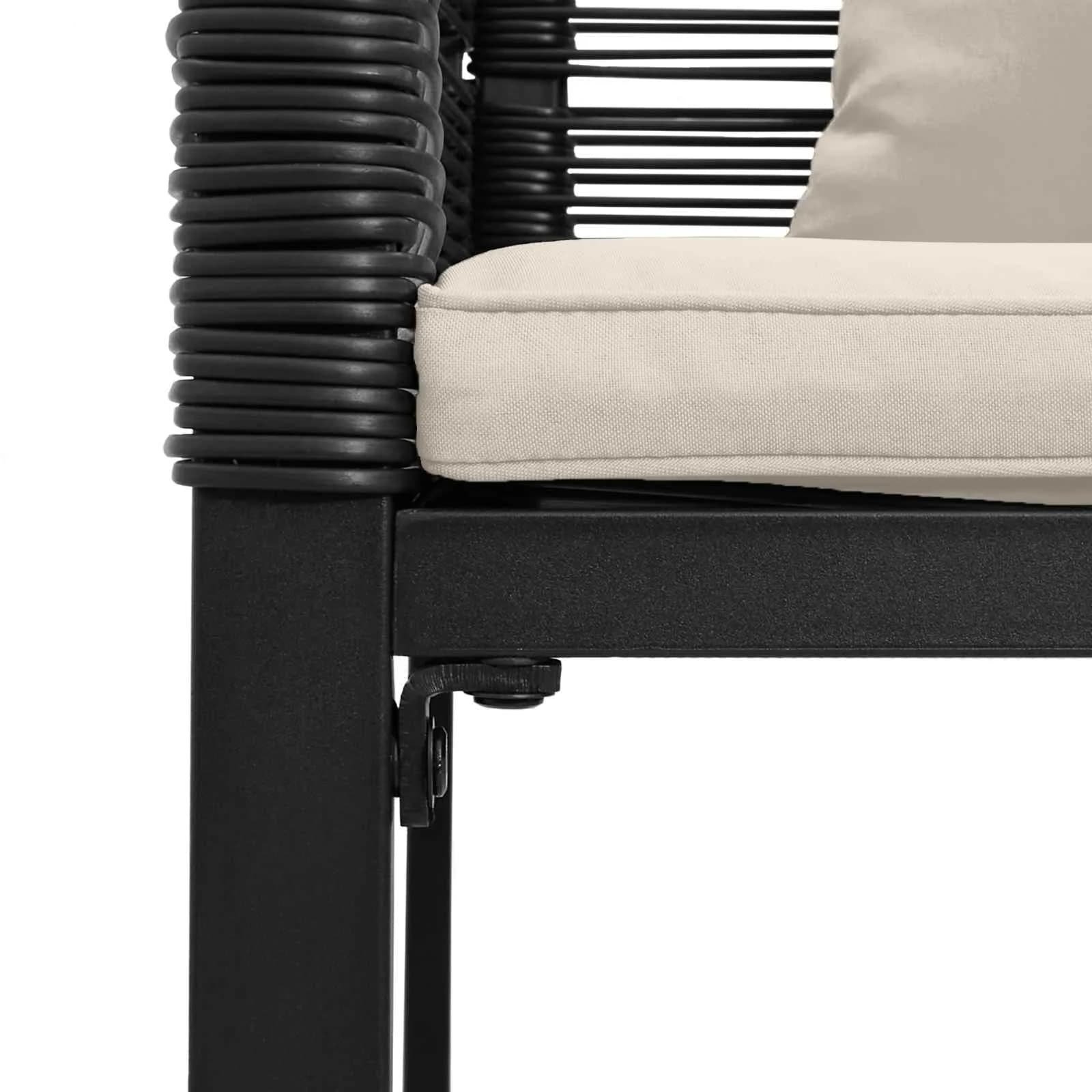 Zunanja klop Črna in krem bela 117 x 54 x 74.5 cm poli ratan - slika 8