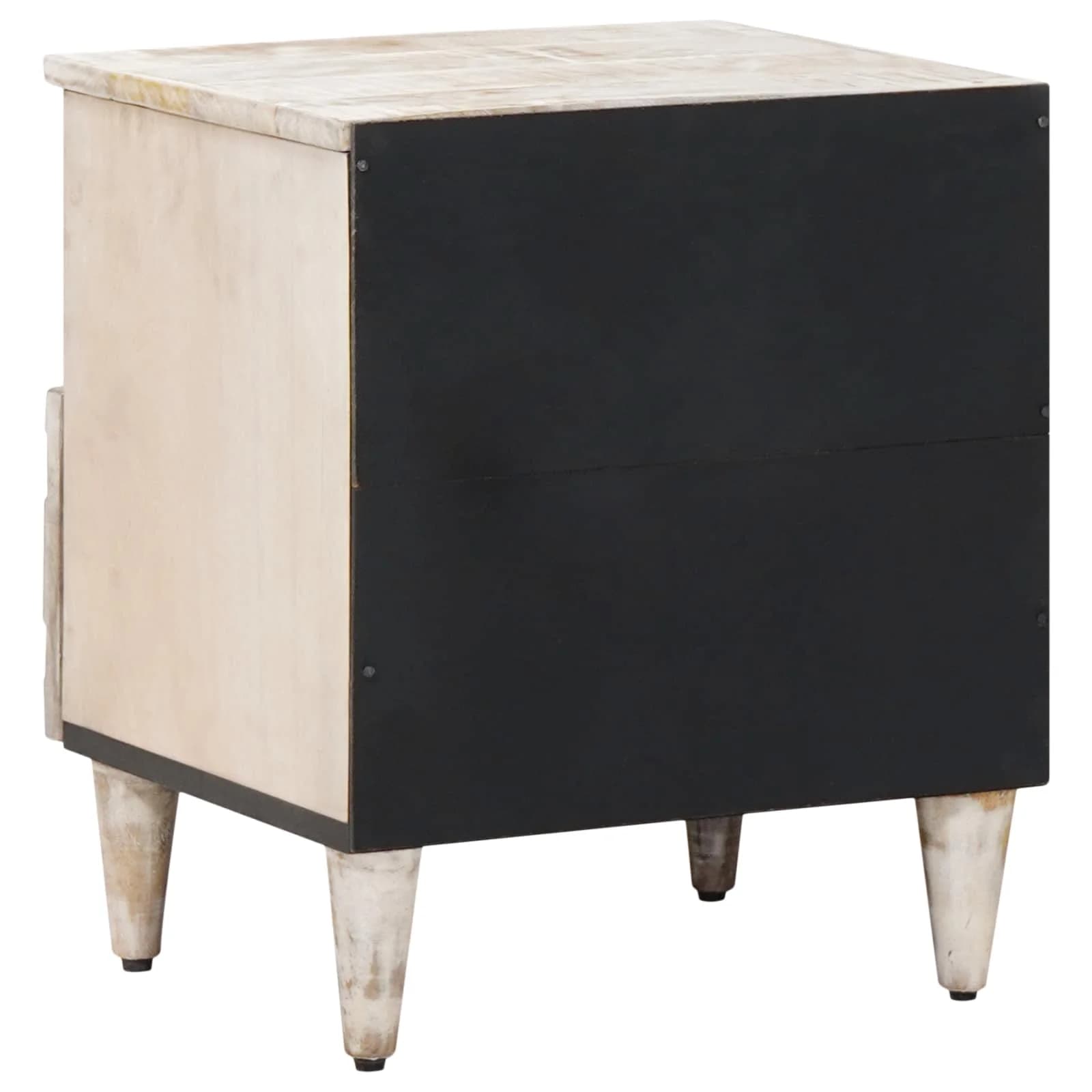 Posteljna omarica Bela 40 x 33 x 46 cm Masiven les manga - slika 5