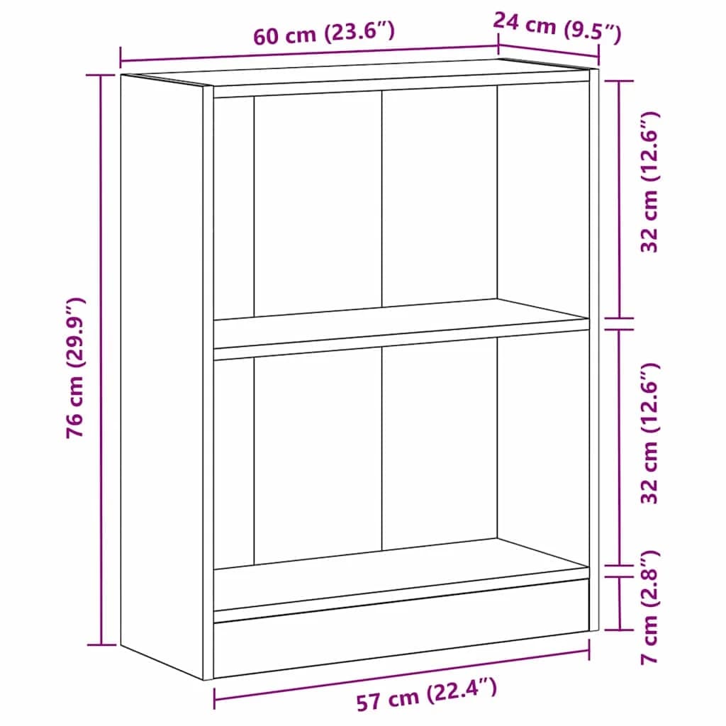 Knjigovni omar 60 x 24 x 76 cm Inženirski les Črna Orehovina - slika 11