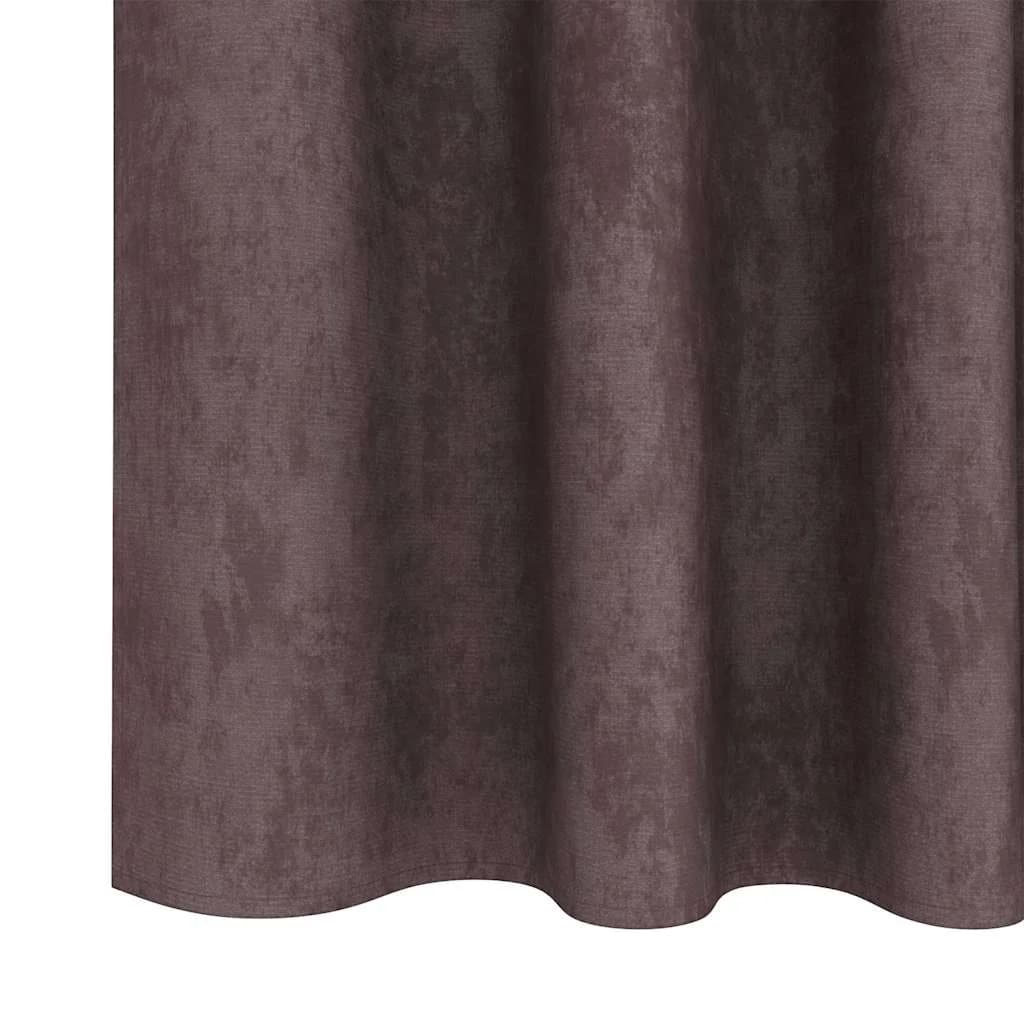 Velvete zavese 2 kos Rjava 245 x 140 cm Žamet - slika 6