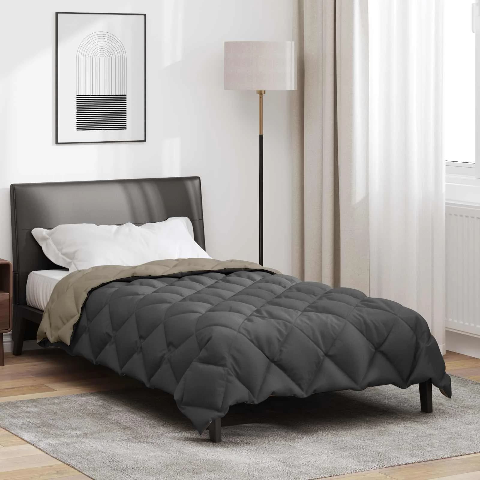 Zimska posteljnina 140 x 220 cm 450 gsm Svetlo siva in antracit - slika 1