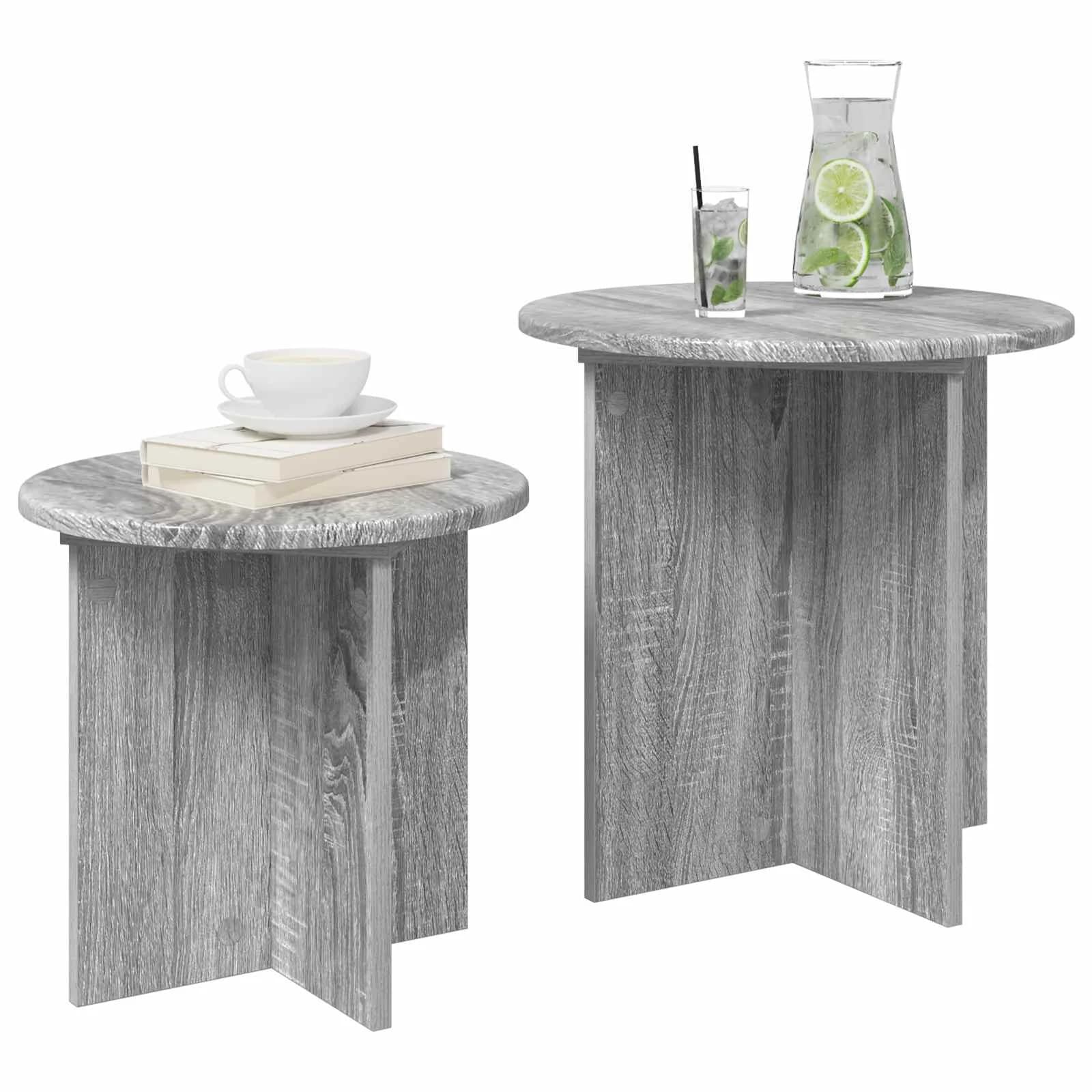 Komplet stranskih mizic 2 kos Siva Sonoma Ø 45 x 45 cm - slika 3