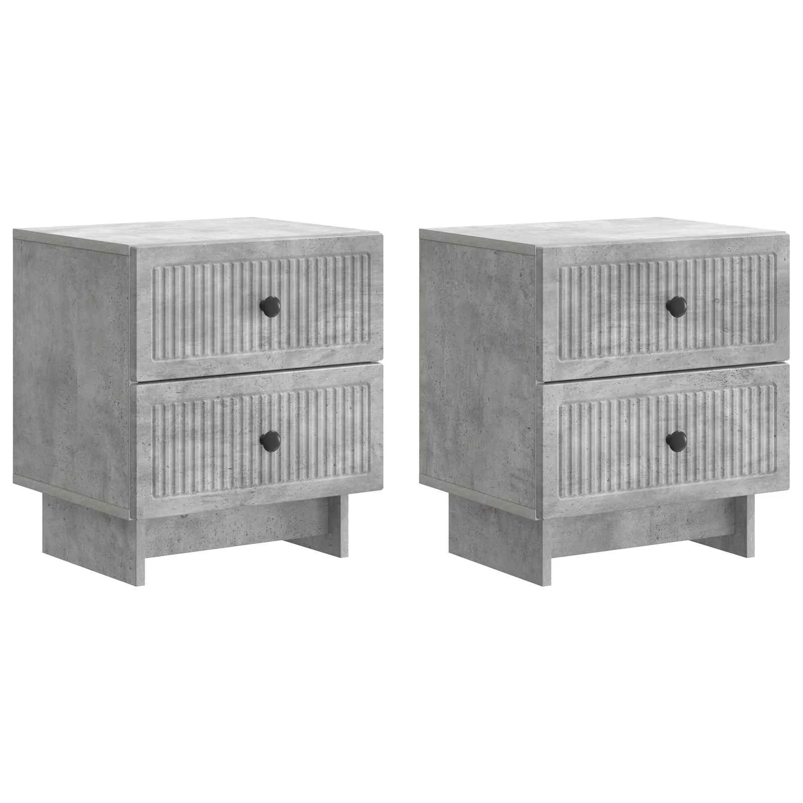 Nočna omarica 2 kos Betonsko siva 43 x 34,5 x 47,5 cm - slika 2
