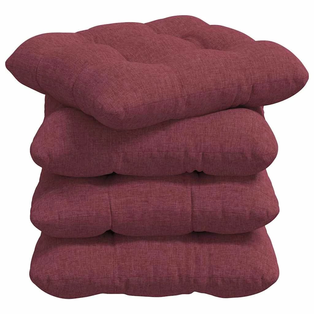 Sedežne blazine 4 kos Blago Vinorodna rdeča 40 x 40 x 12 cm - slika 2