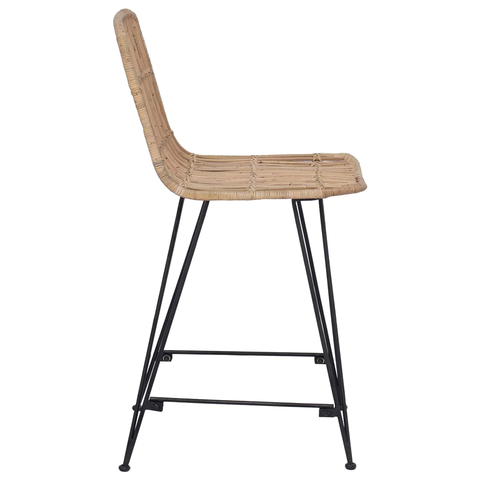 Barski stol 2 kos Naravna 44 x 54 x 96 cm Rattan in jeklo - slika 6