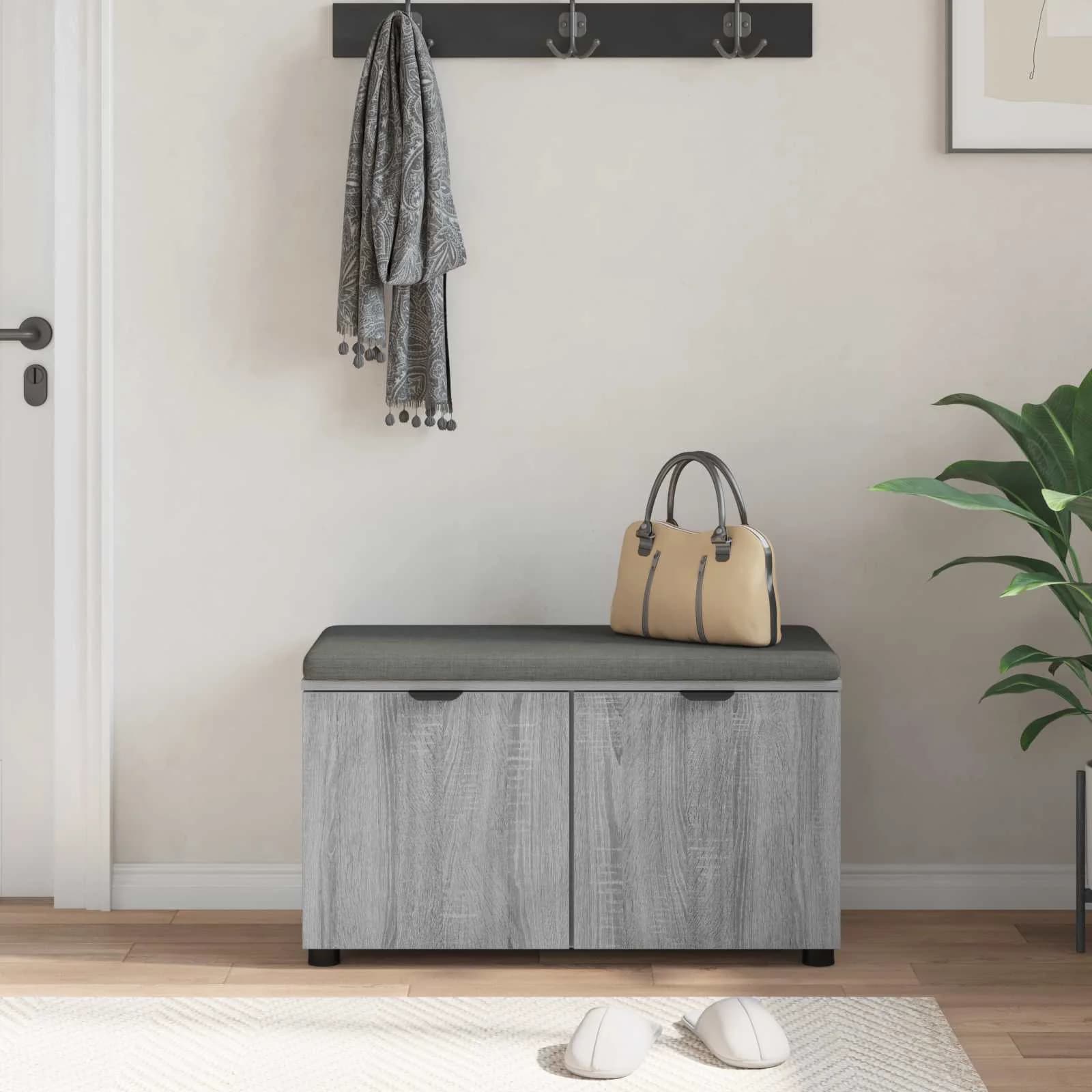 Haldna klop z blazino s polico Siva Sonoma 80 x 38 x 46 cm - slika 4