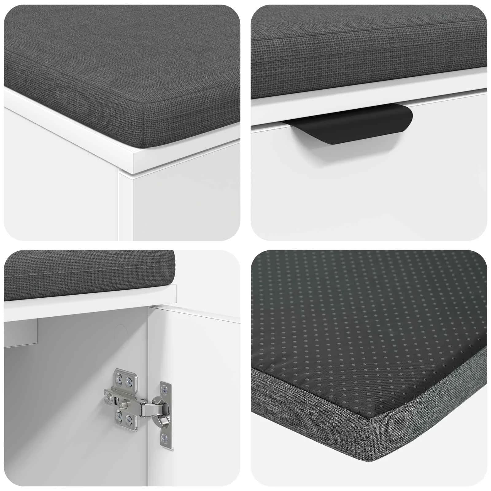 Haldna klop Bela 80 x 38 x 46 cm Oblikovan Les in Tkanina - slika 9