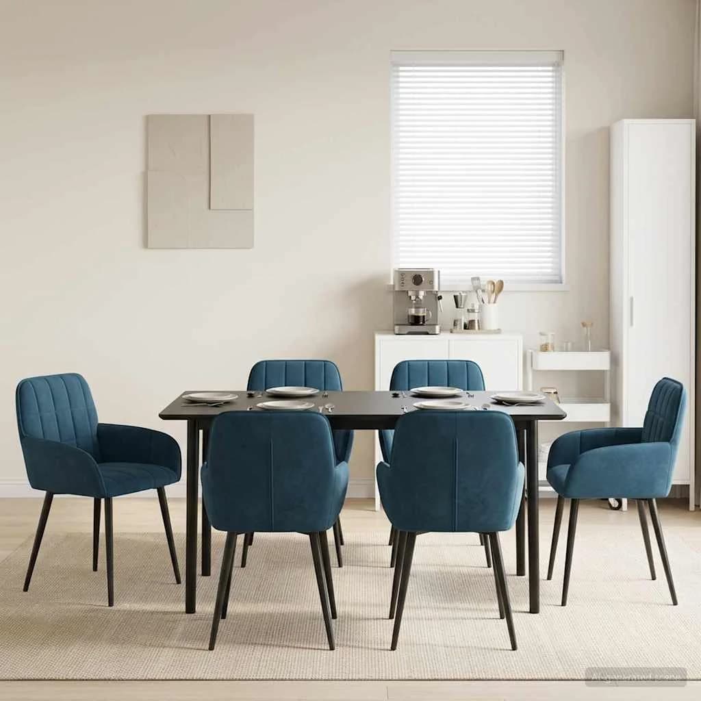 Jedilni stoli 6 kos Žamet Modra 57 x 50 x 85 cm