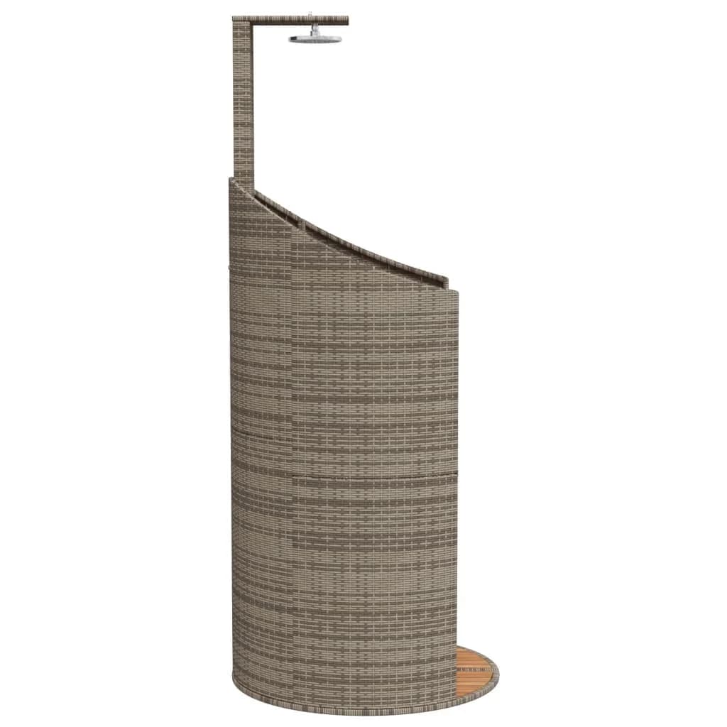 Zunanji tuš črn 100x100x241,5 cm poli ratan in akacijev les - slika 6