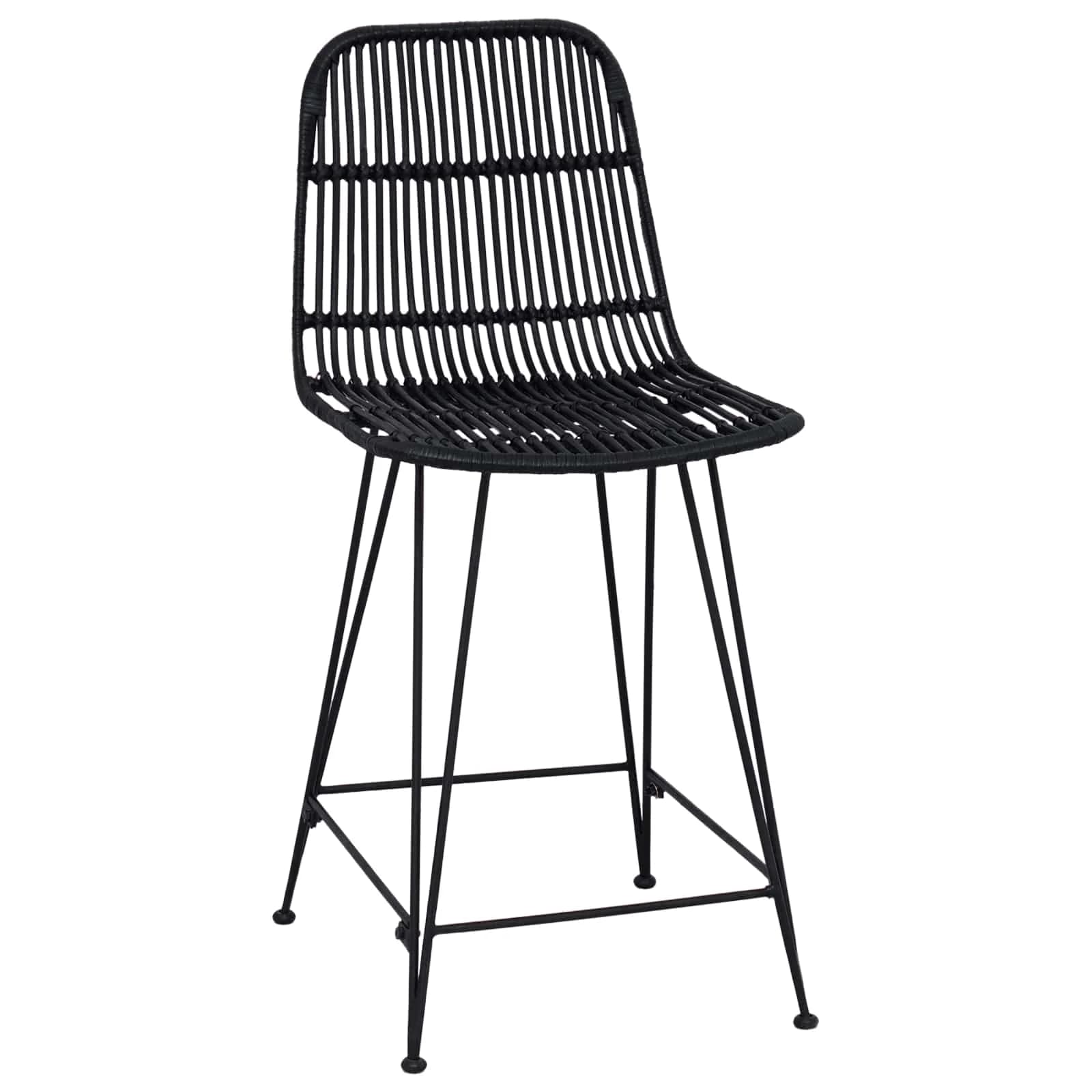 Barski stol 2 kos Črna 44 x 54 x 96 cm Rattan in jeklo - slika 4
