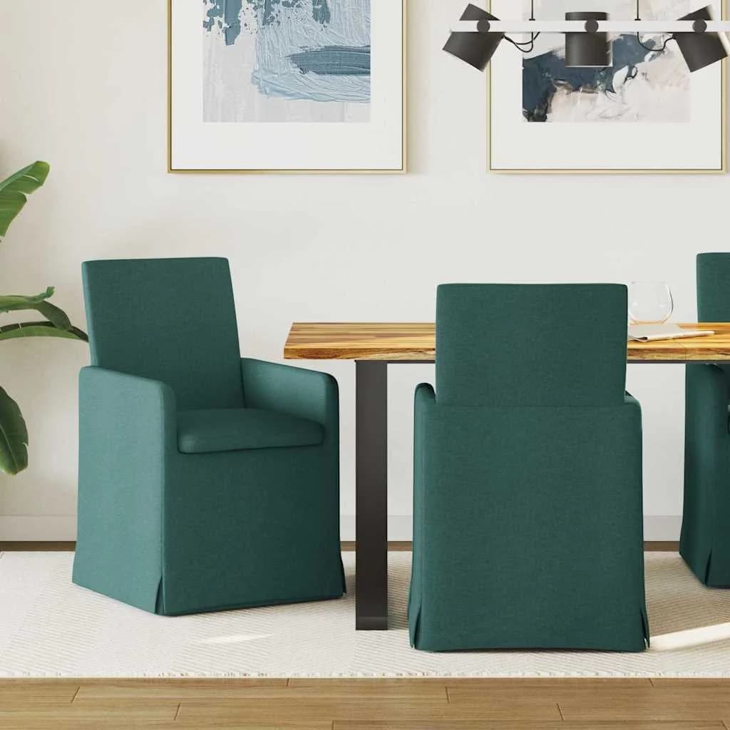 Jedilni stoli 2 kos blago Temno zelena 57 x 67 x 95 cm