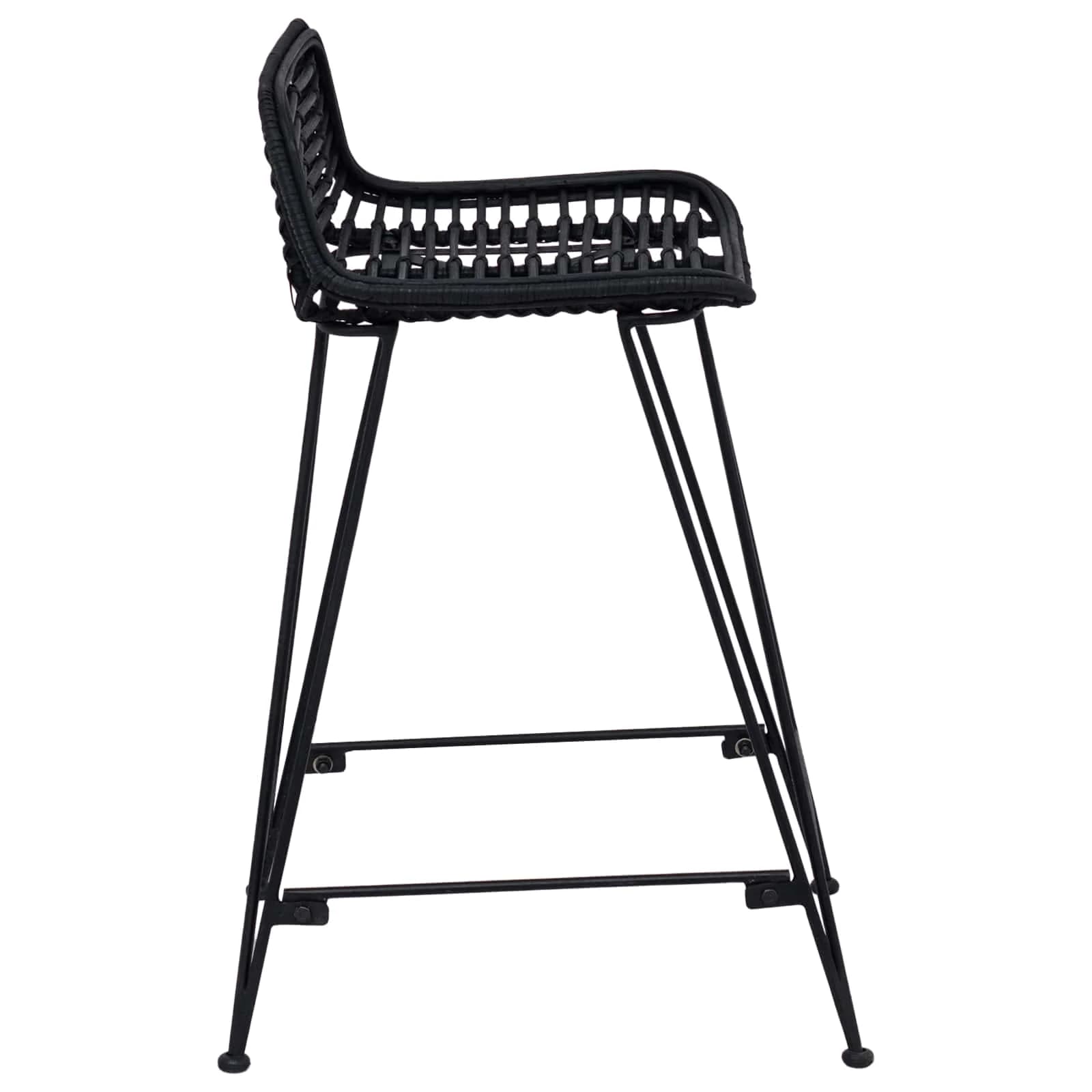 Barski stol 2 kos Črna 44 x 45 x 76 cm Rattan in jeklo - slika 6