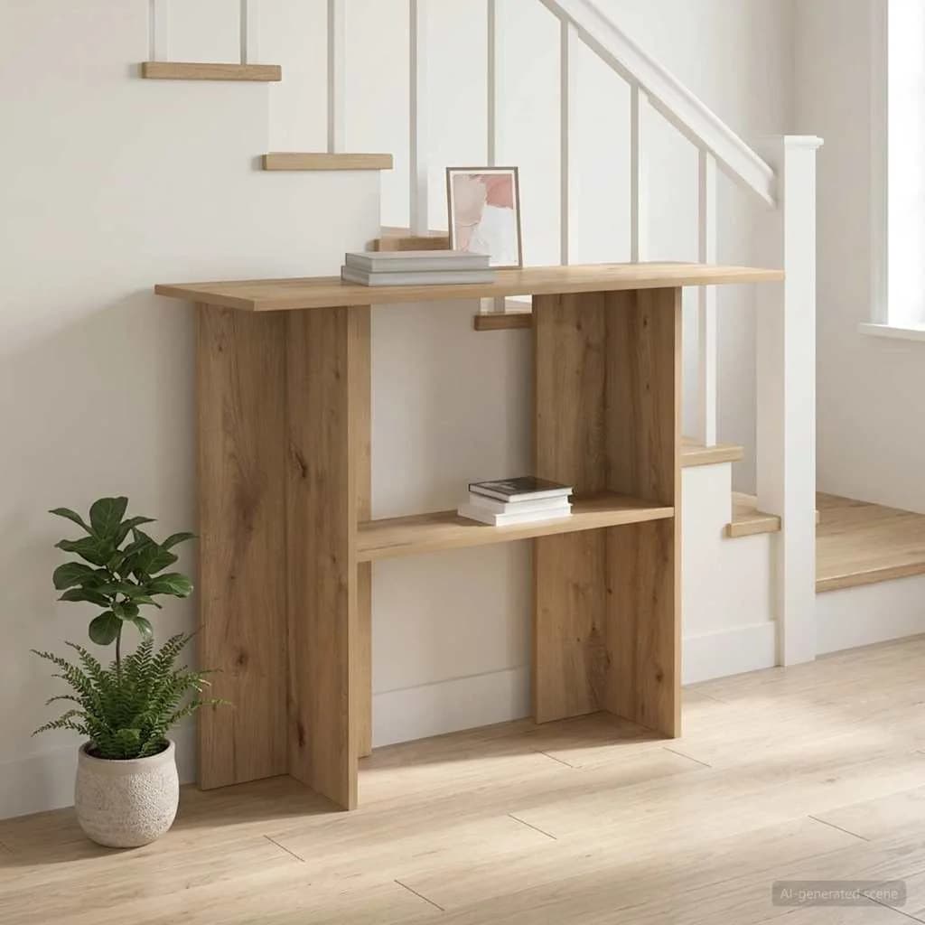 Konzolna miza Artisan hrast 100 x 30 x 75 cm Inženirski les - slika 4