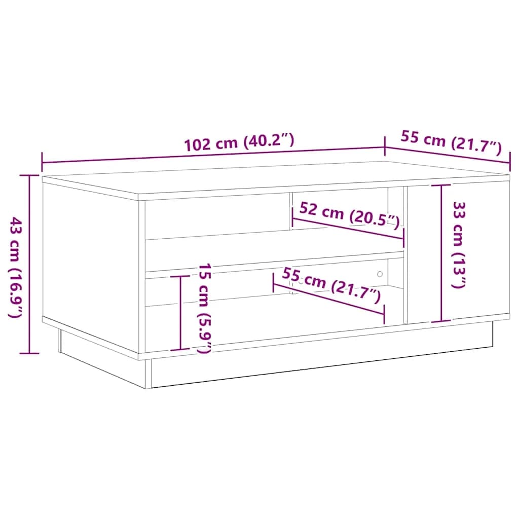 Klubska miza Črna Orehovina 102 x 55 x 43 cm Inženirski les - slika 11