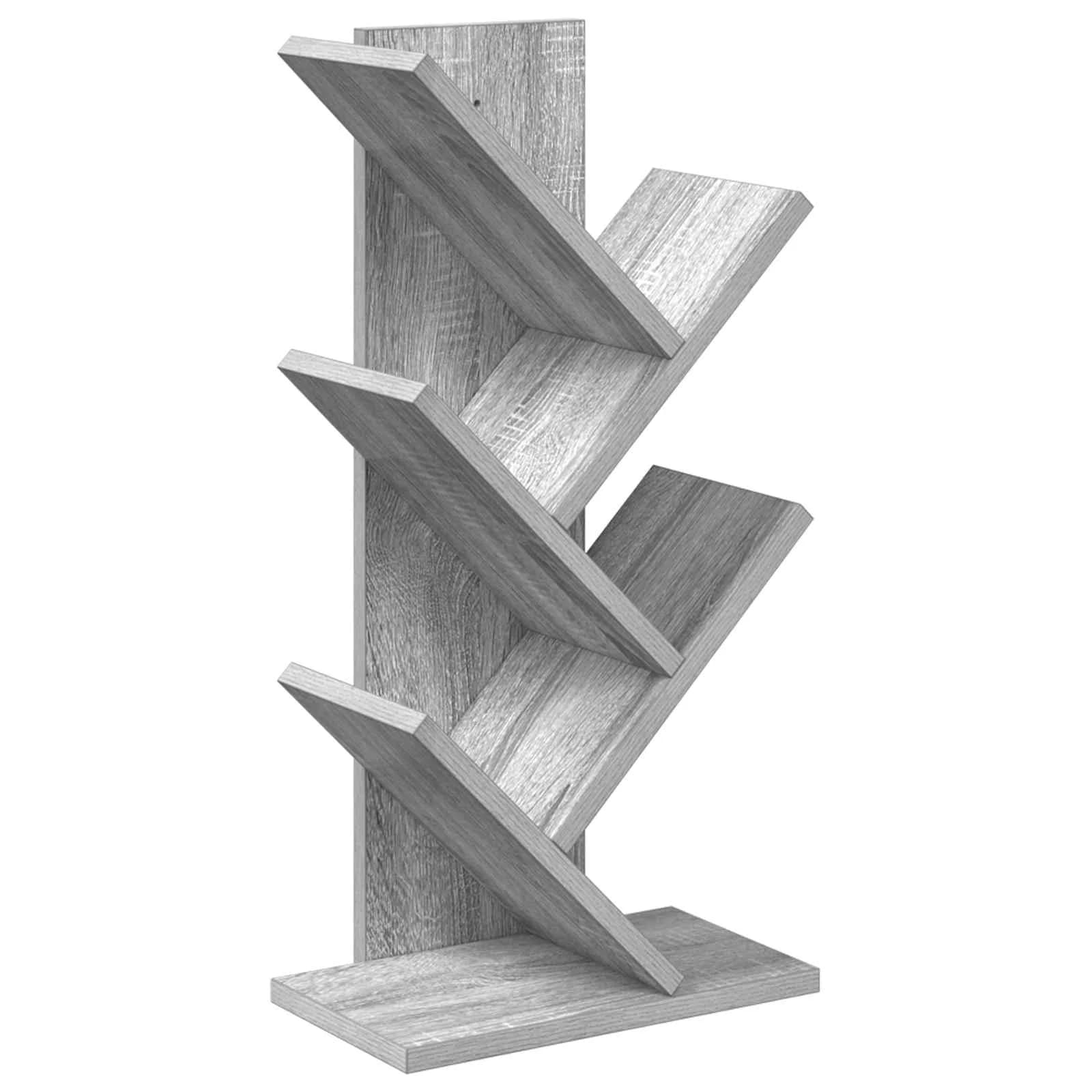 Lesena polica za knjige 4-tierska 30 x 18 x 60 cm Siva Sonoma - slika 2
