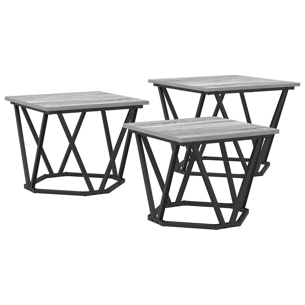 Klubska miza 3 kos Siva Sonoma 50 x 50 x 40 cm - slika 7