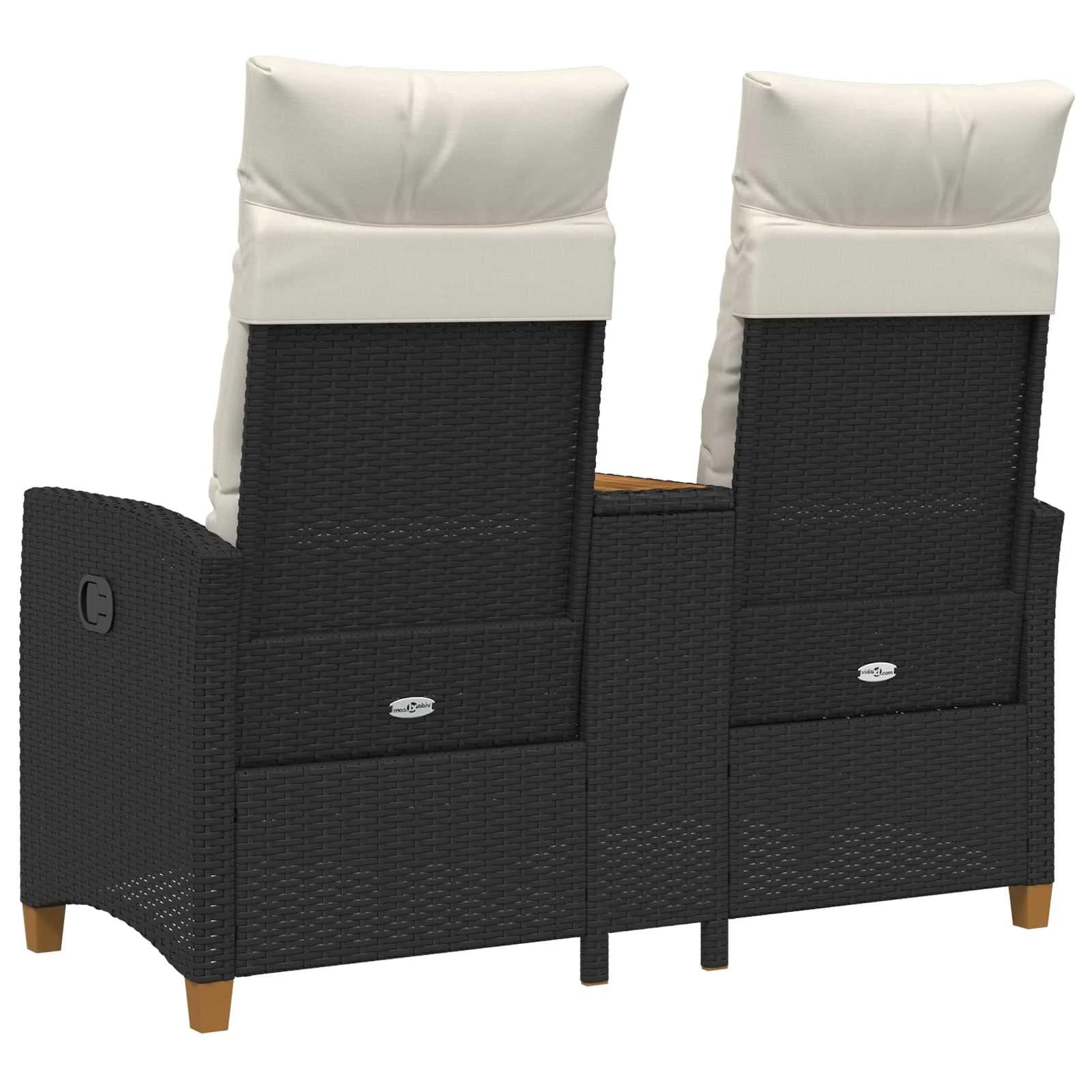 Zložljiva klop s tabelo Črna in krem bela 126 x 65 x 112 cm - slika 4