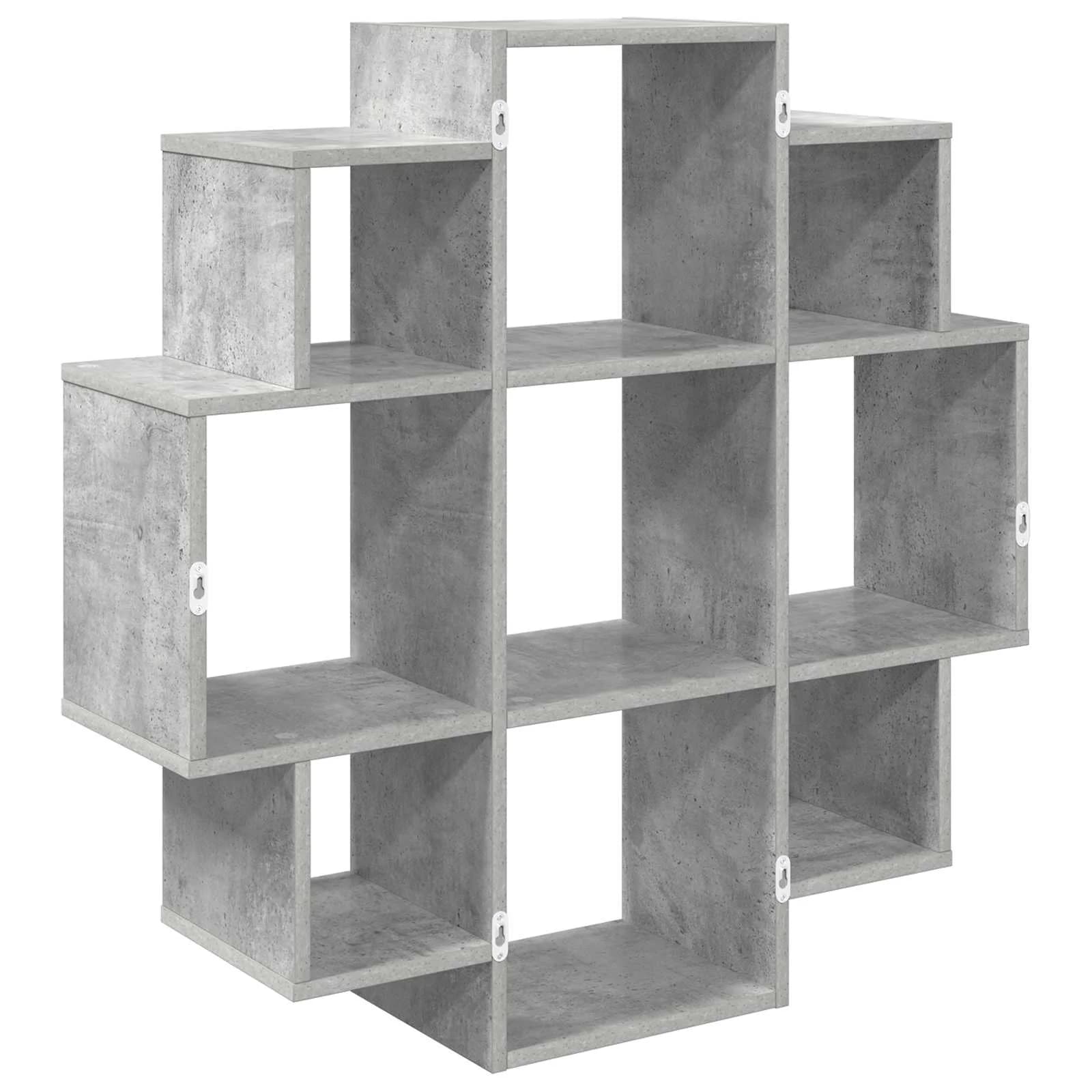 Stenska polica Betonsko siva 90 x 25 x 90 cm Inženirski les - slika 6