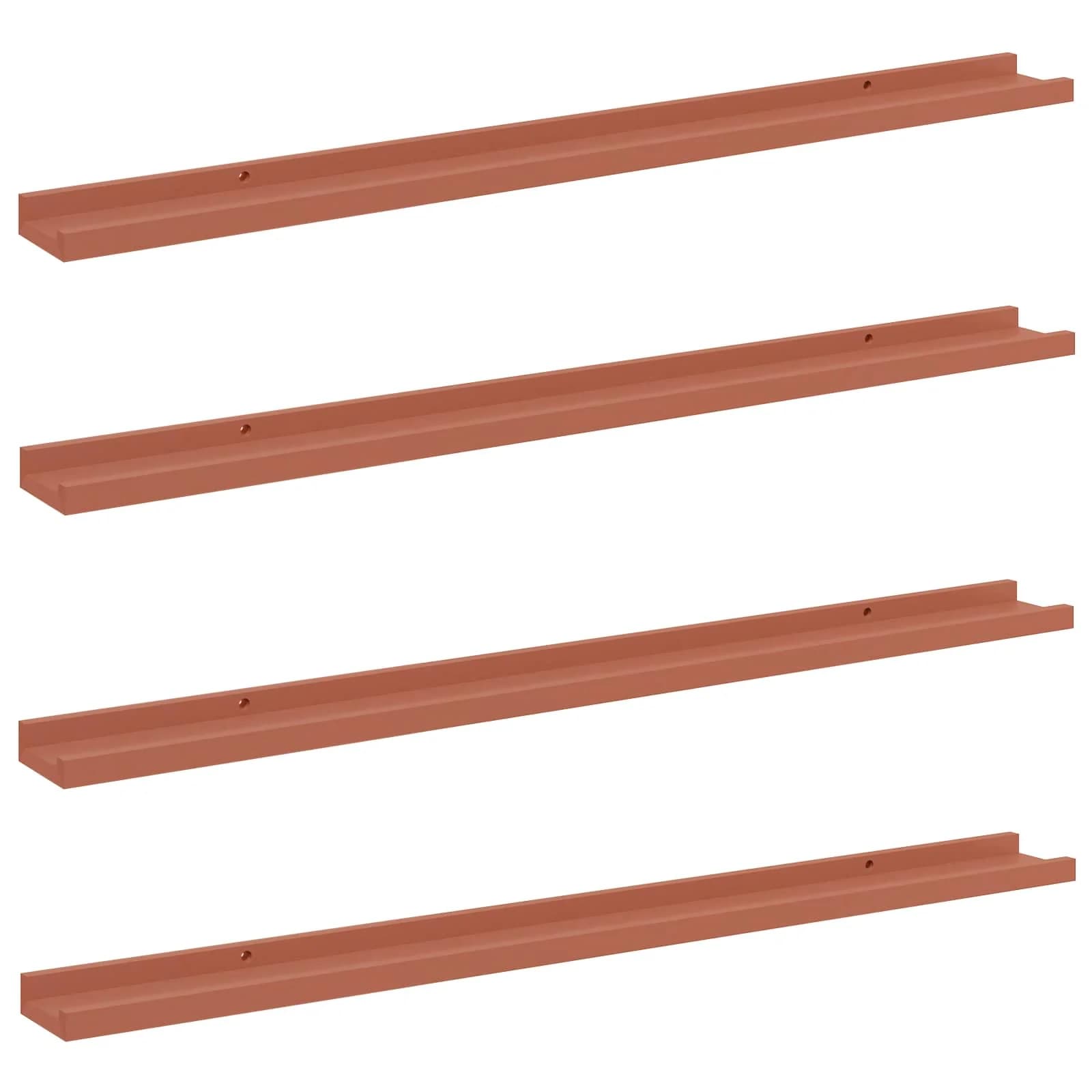 Stenska polica Montaža za steno 4 kos Rdeča 100 x 9 x 3 cm - slika 2