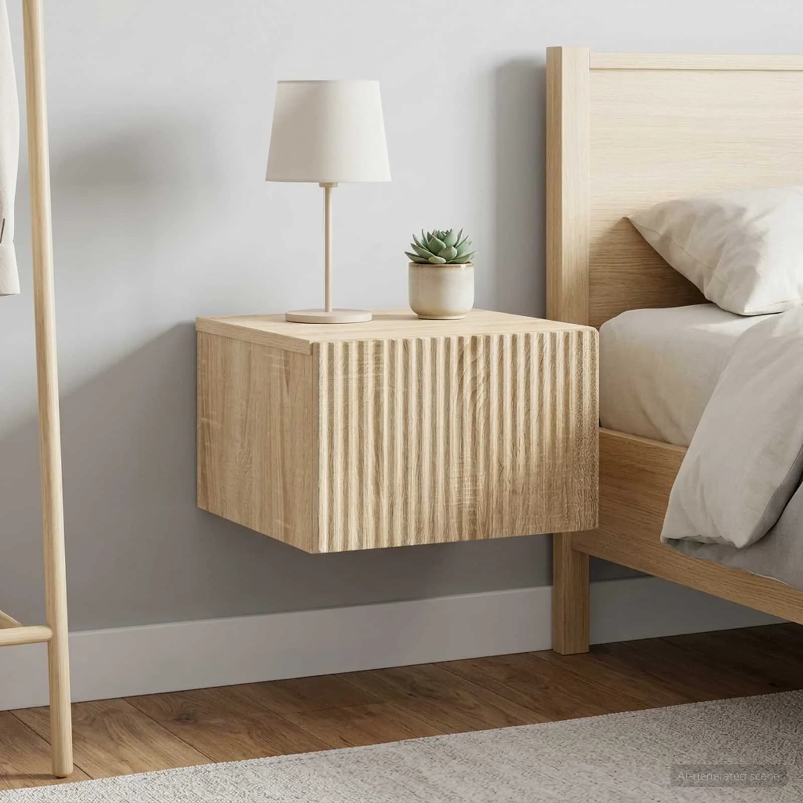 Stenski nočni omarici 2 kos Sonoma hrast 33 x 34,5 x 20 cm