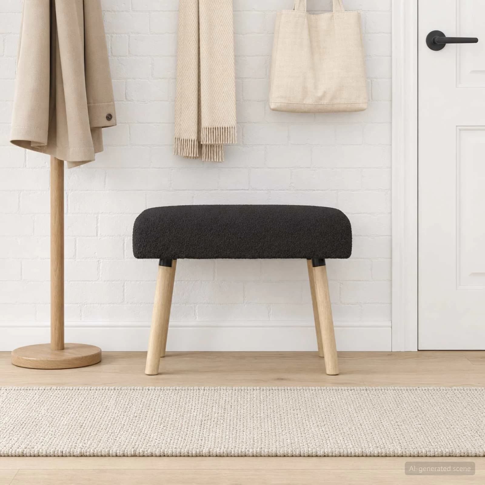 klop Enobarvno Črna 60 x 40 x 45 cm Bouclé
