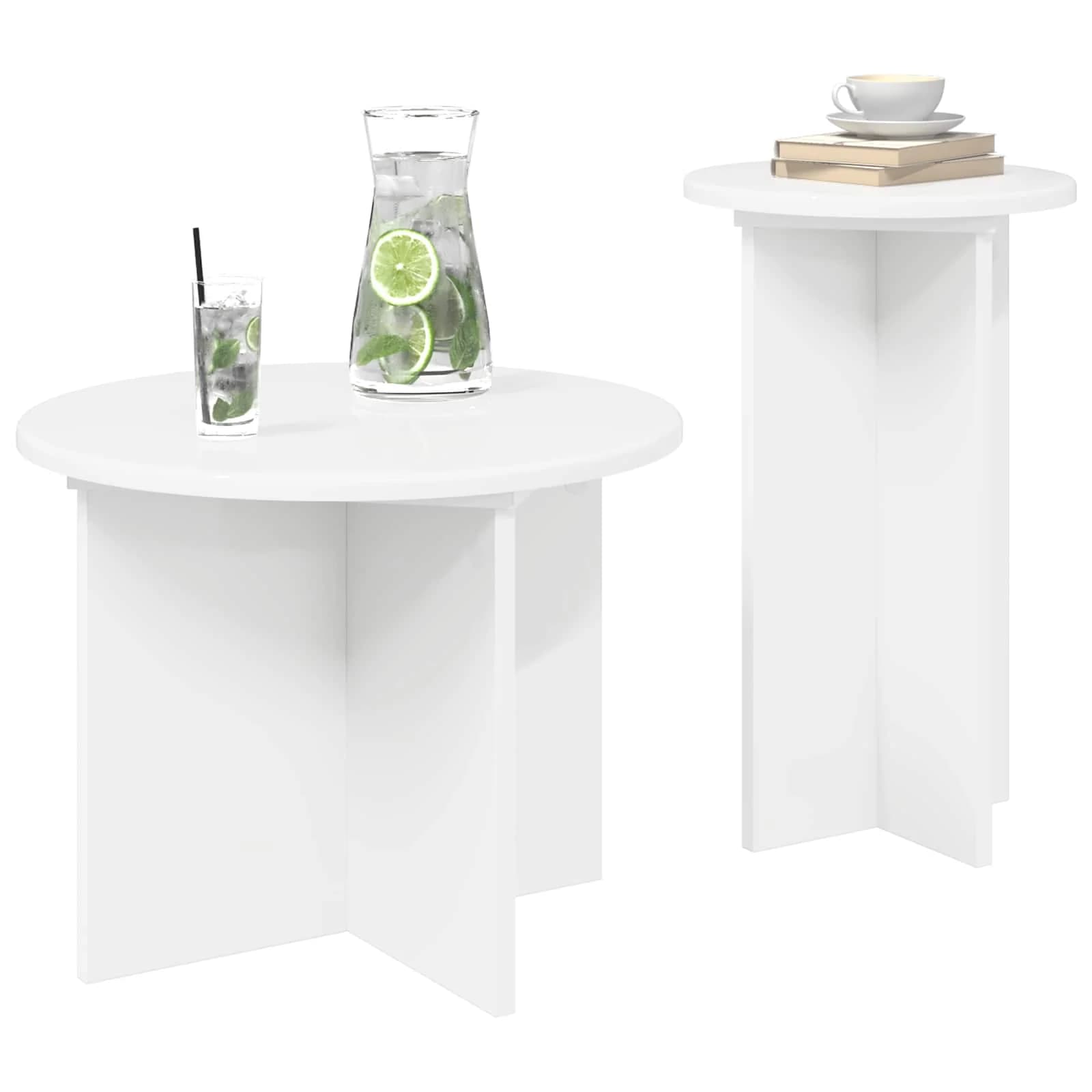 Komplet stranskih mizic 2 kos Bela Ø 45 x 35 cm Inženirski les - slika 3