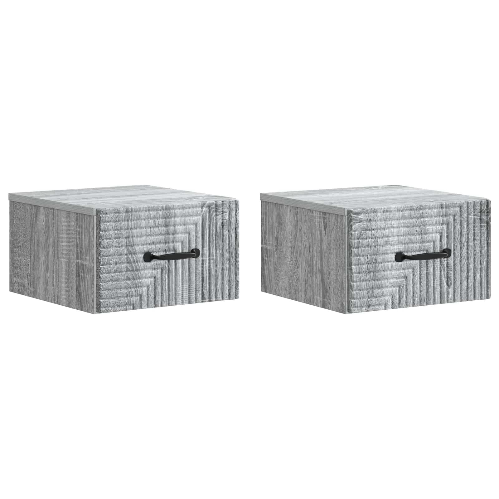 Stenski nočni omarici 2 kos Siva Sonoma 34,5 x 33 x 20 cm - slika 2