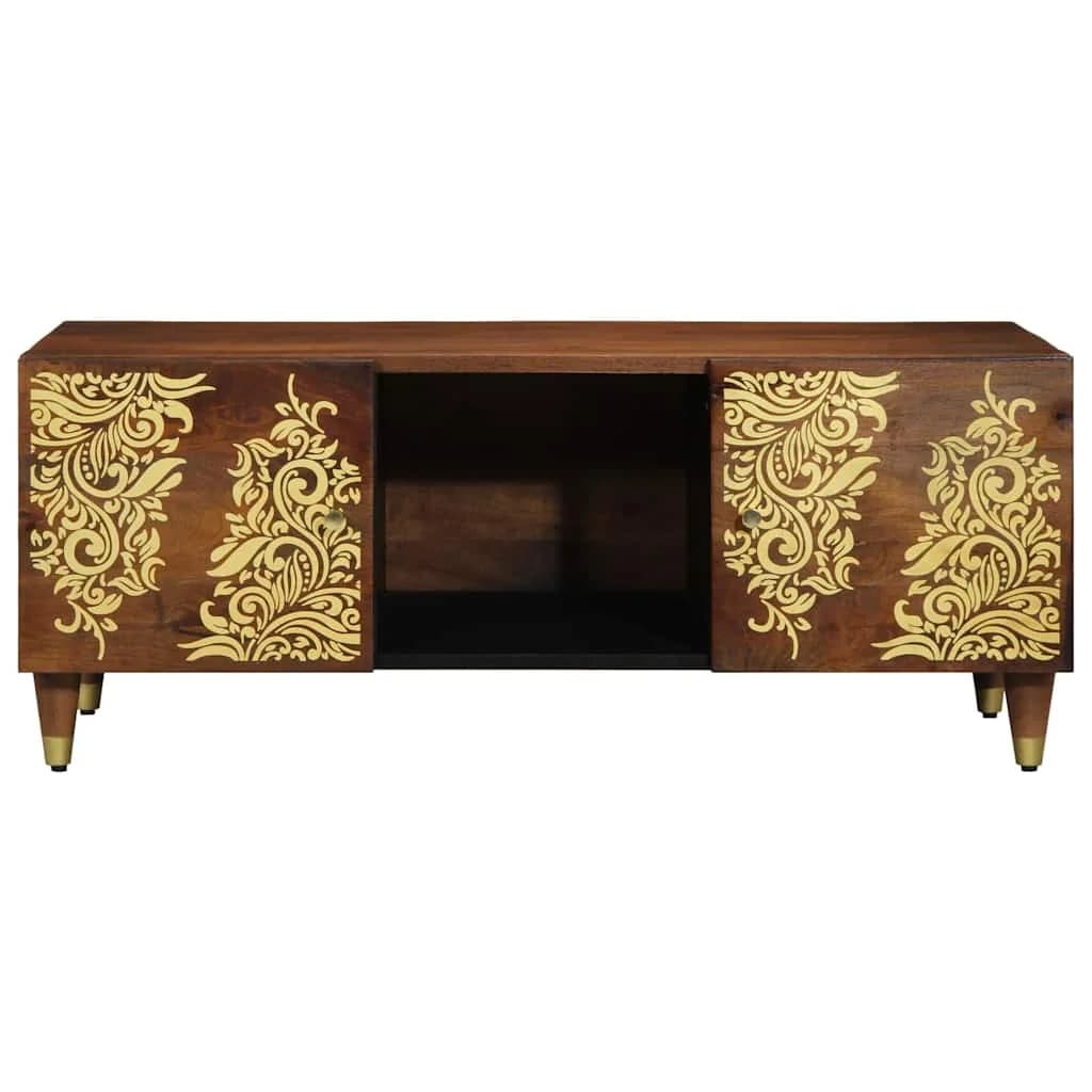 Klubska miza Medeno rjava 100 x 54 x 40 cm Masiven les manga - slika 3