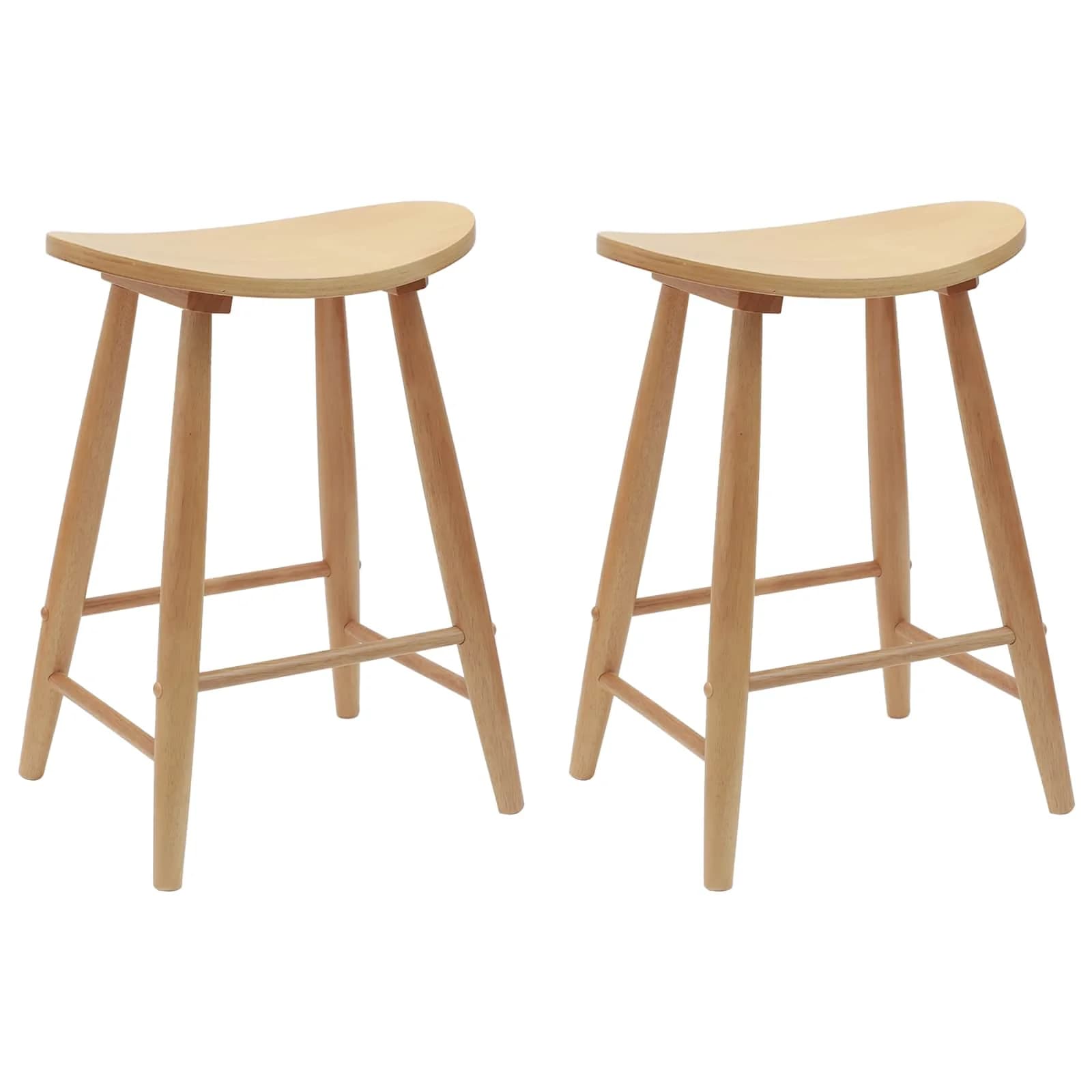 Jedilni stoli 2 kos Masivno gumovo les Naravna 46 x 37 x 63 cm - slika 2