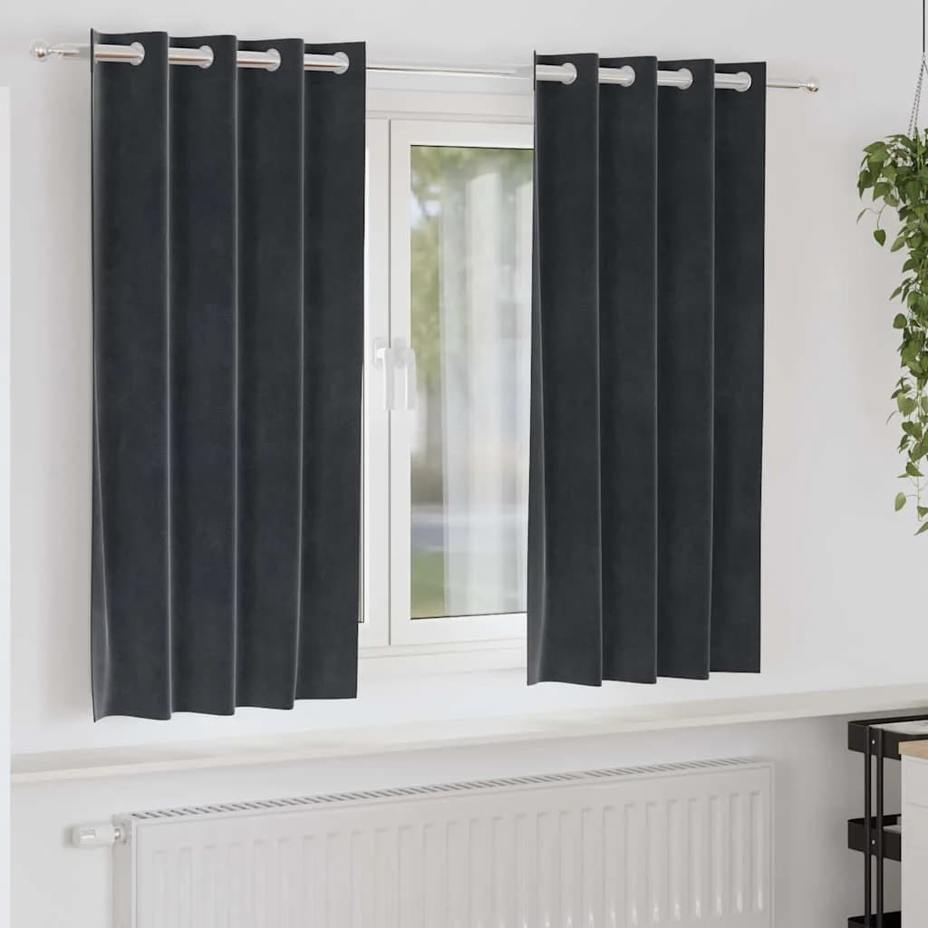 Zatemnitvene zavese 2 kos Temno siva 140 x 175 cm Žamet