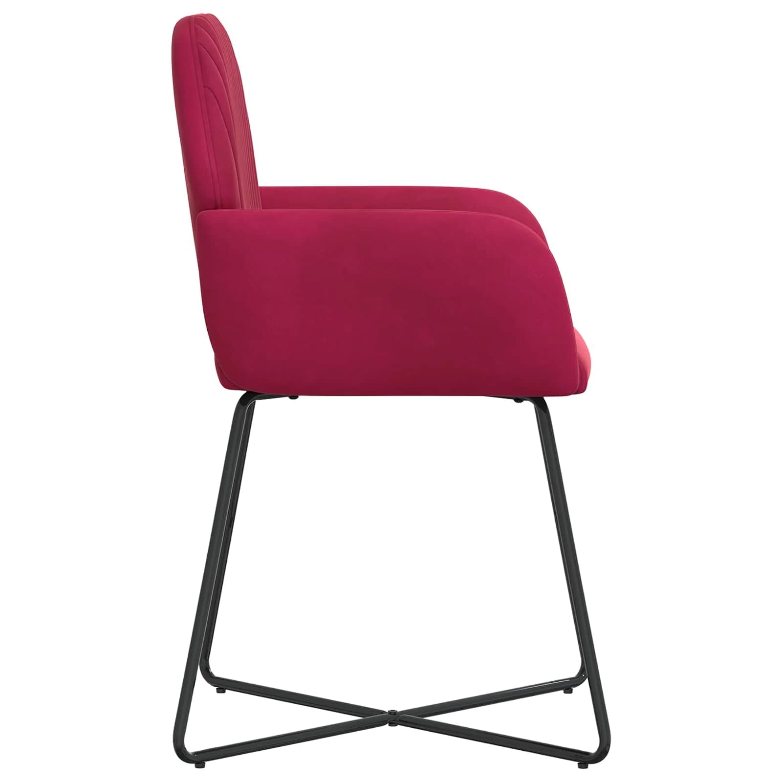 Jedilni stoli 6 kos Žamet Vinorodna rdeča 55 x 50 x 84 cm - slika 4
