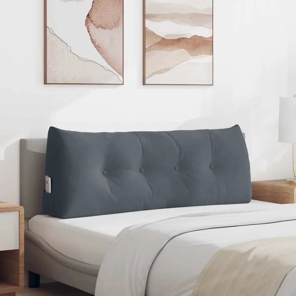 Poglavni vzglavnik Temno siva 120 x 24 x 50 cm Žamet