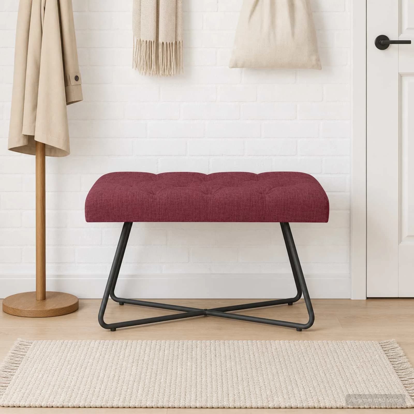 Klop s gumbnim oblazinjenjem Vinorodna rdeča 80 x 40 x 46 cm - slika 3