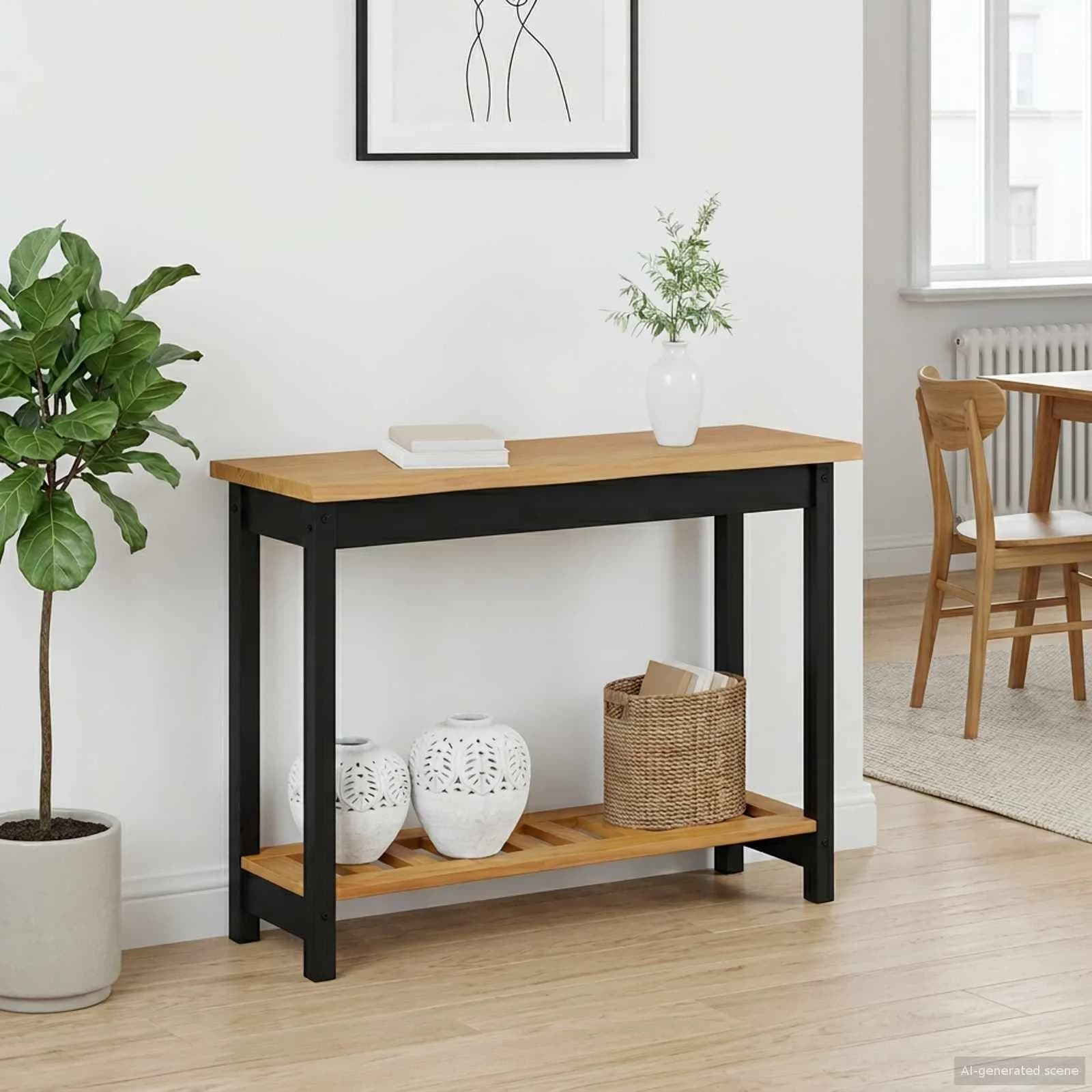 Konzolna miza EKAI Črna 112 x 35 x 76 cm Trdna borovina