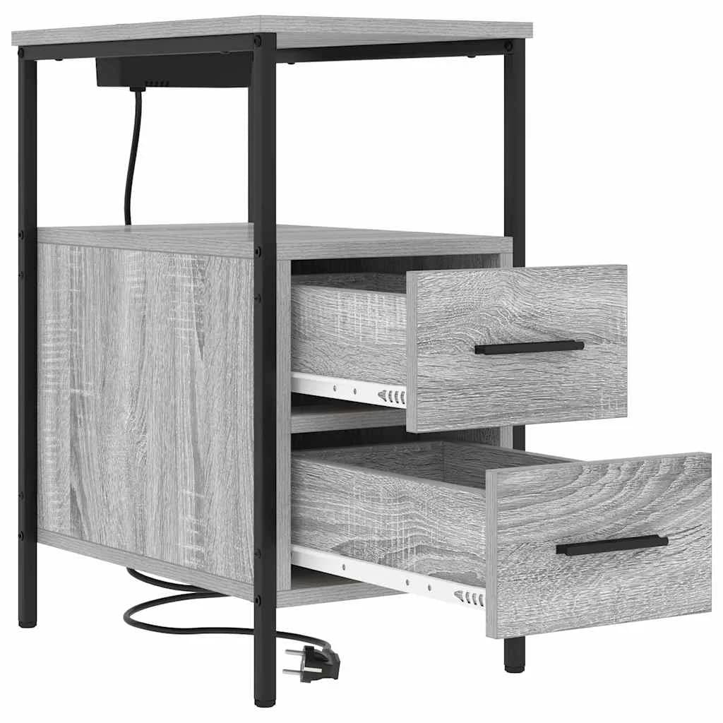 Nočna omarica 2 kos Siva Sonoma 30 x 48 x 61 cm Inženirski les - slika 6