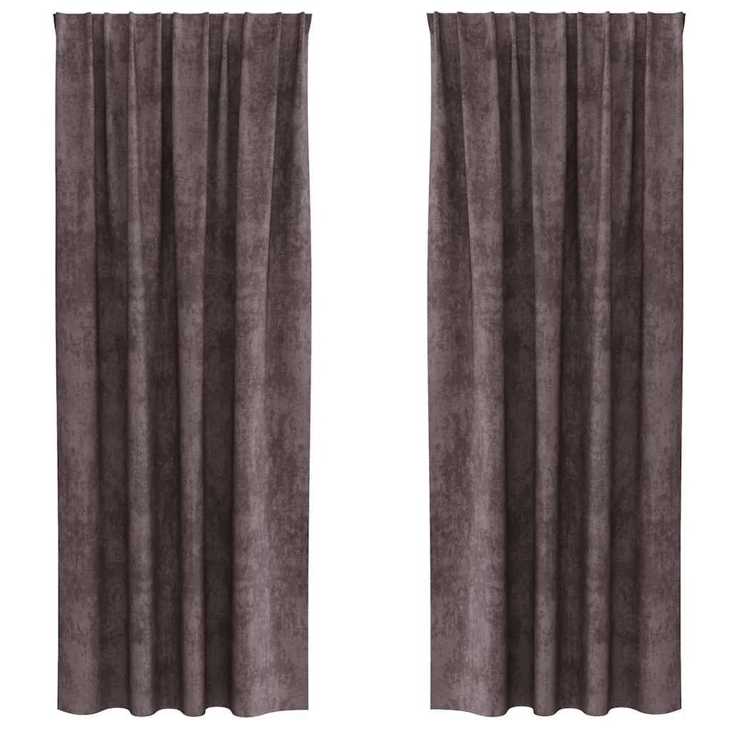 Velvete zavese 2 kos Rjava 245 x 140 cm Žamet - slika 2
