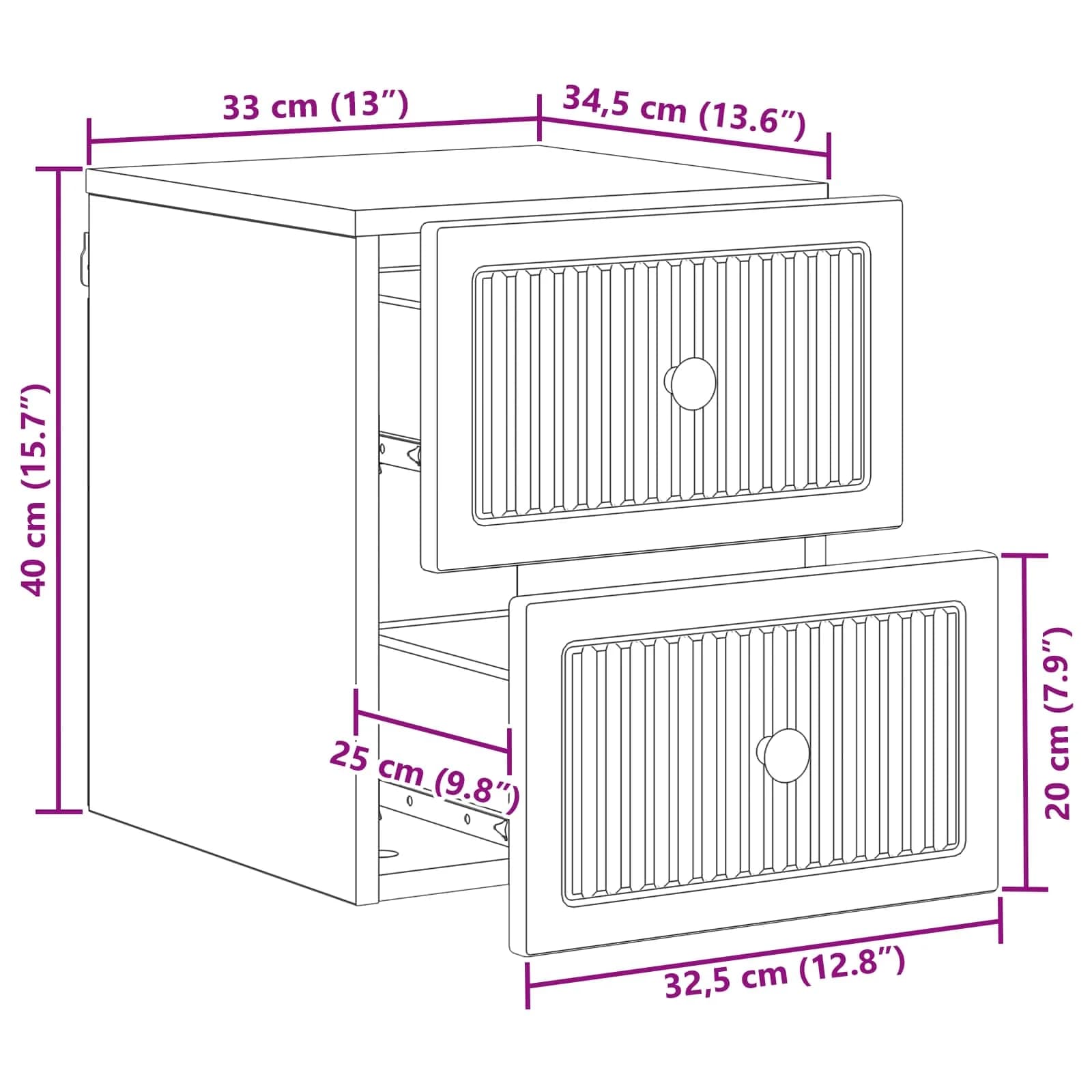 Stenski nočni omarici 2 kos Sonoma hrast 33 x 34,5 x 40 cm - slika 12