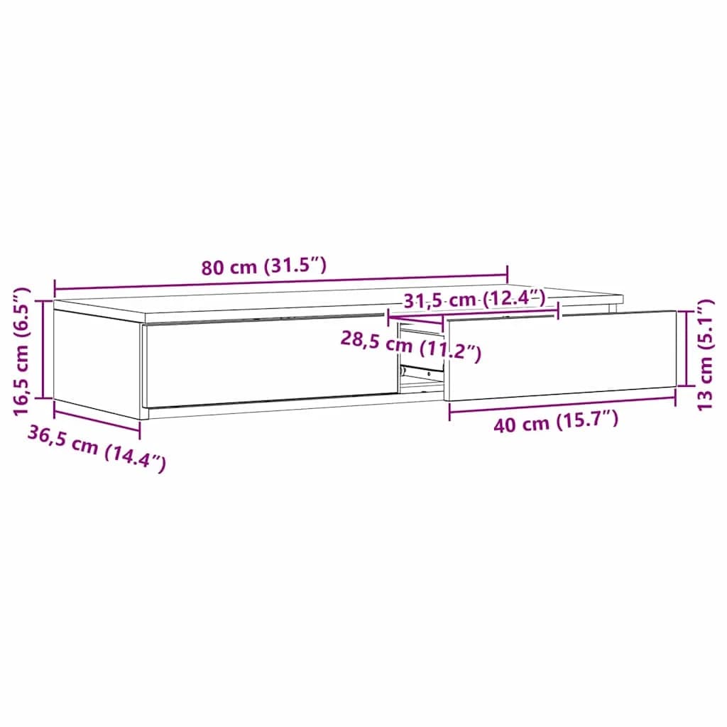 Posteljni predali s predalom Betonsko siva 80 x 36,5 x 16,5 cm - slika 12