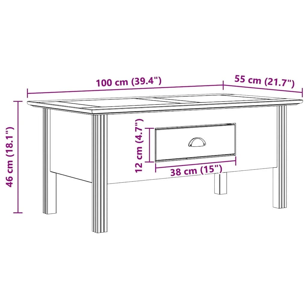 Klubska miza BODO Medeno rjava 100 x 55 x 45,8 cm - slika 8