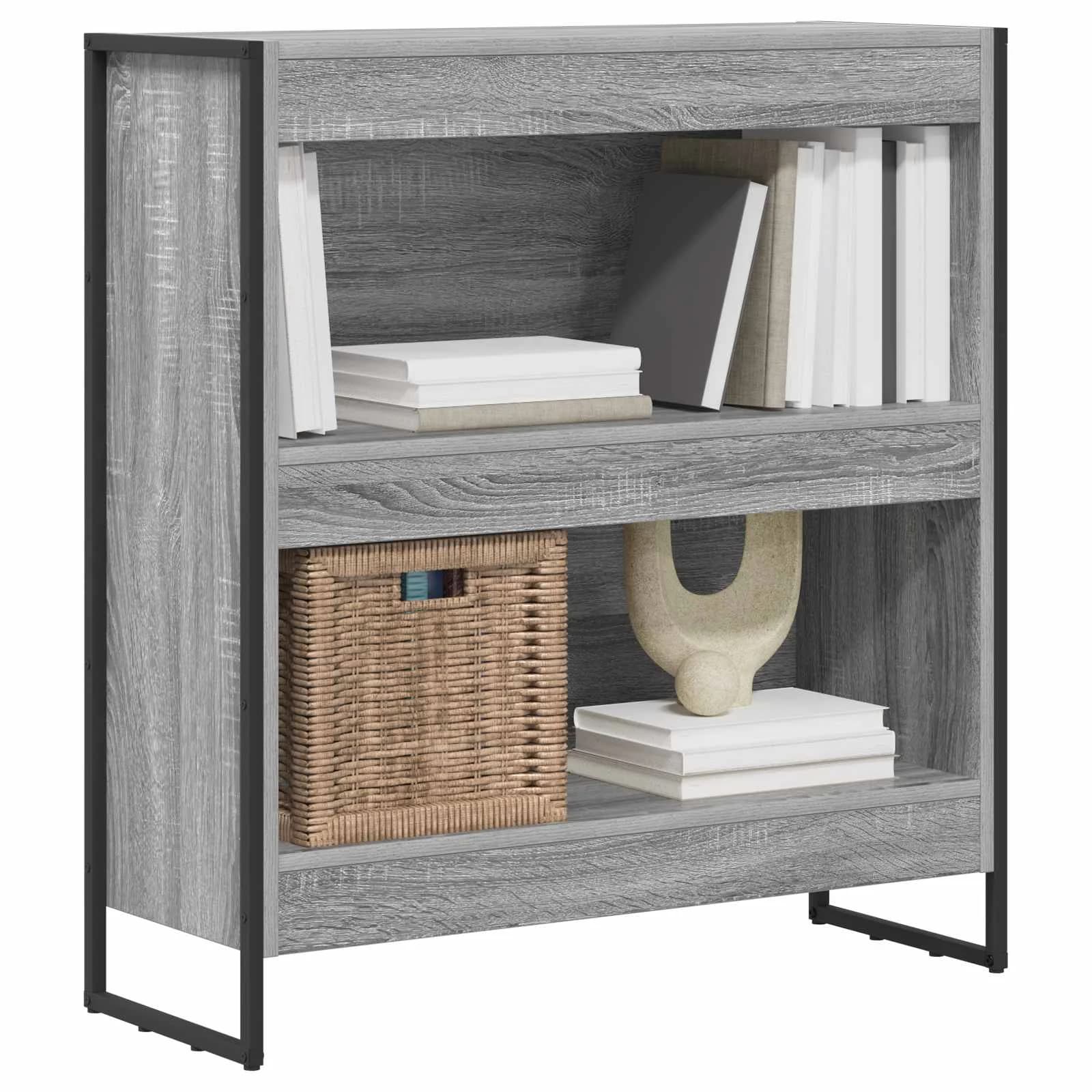 Knjigovni omar 80 x 30 x 86,5 cm Inženirski les Siva Sonoma - slika 3