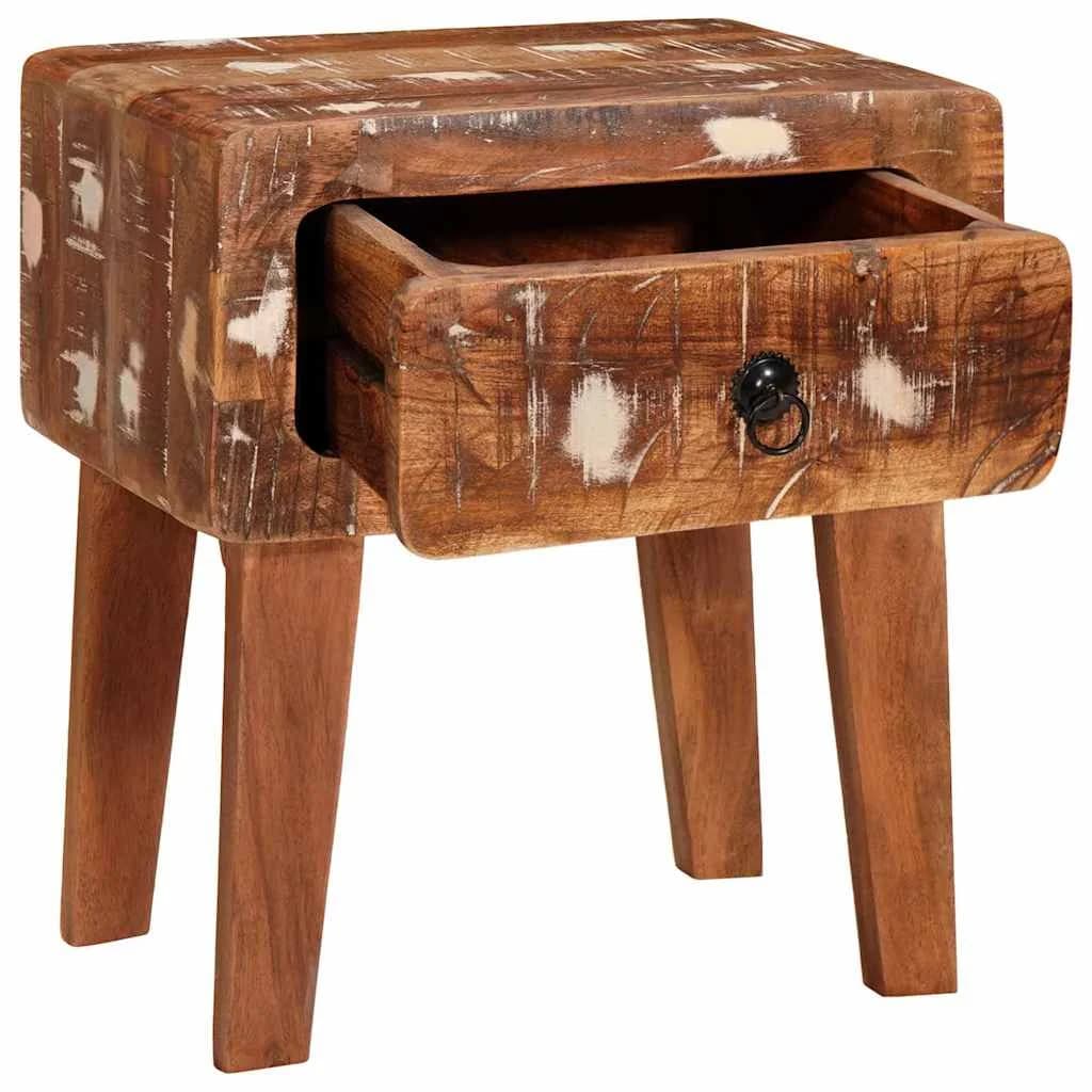Stranska miza Rjava 40 x 32 x 46 cm Trdna obnovljena les - slika 4