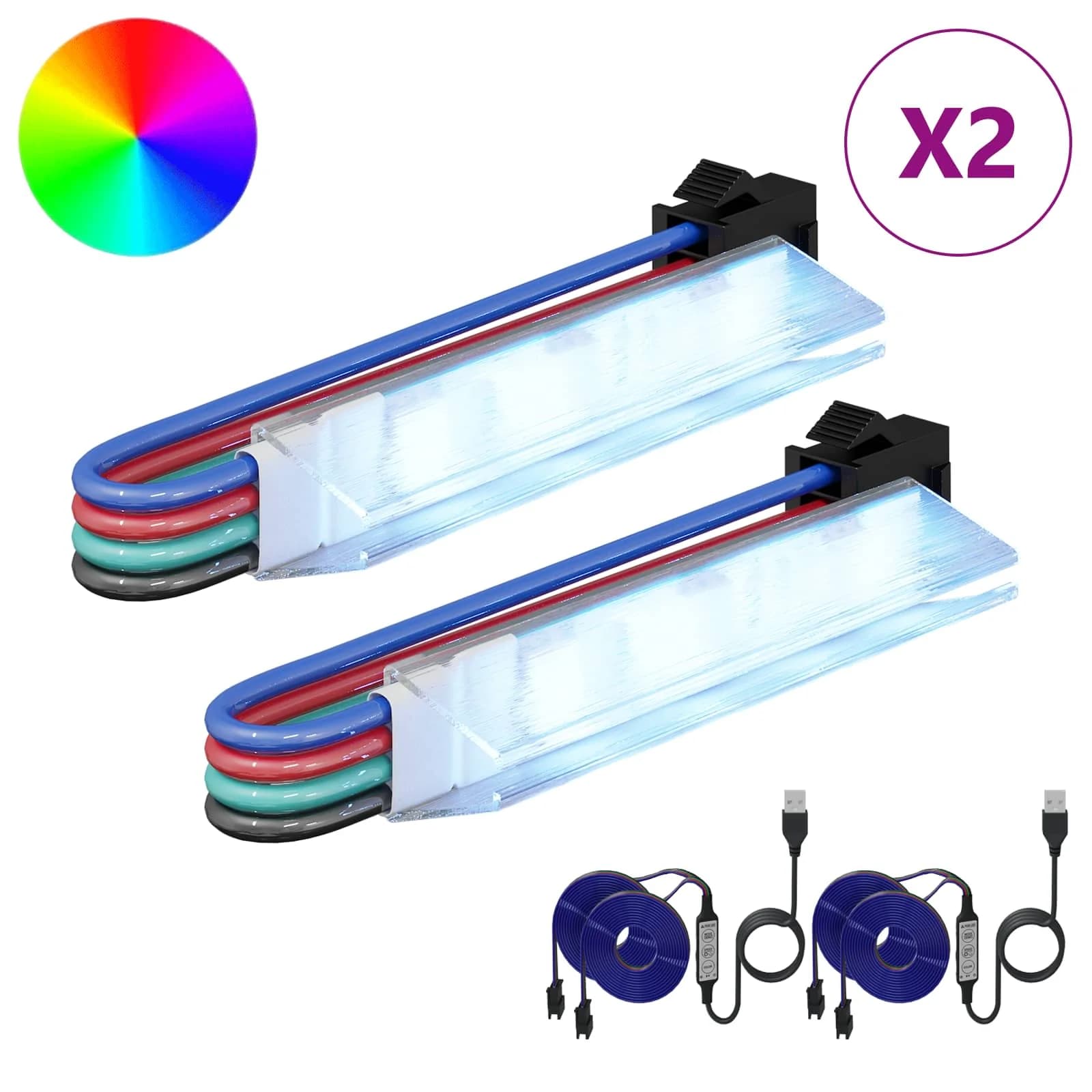 LED trak 2 kos Črna in večbarvna Baker in plastika - slika 2