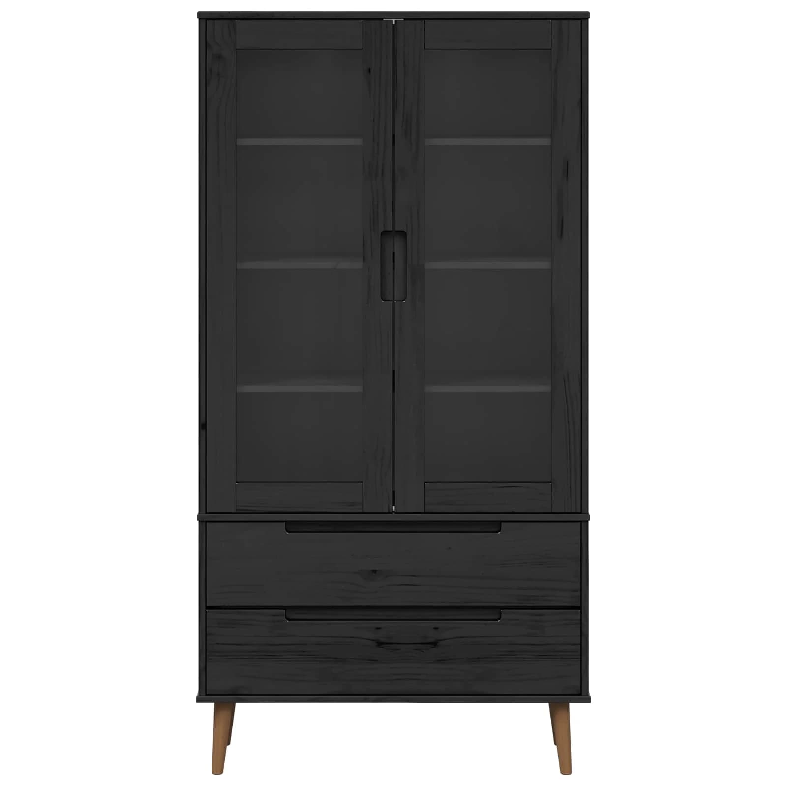 Stekleni prikazni kabinet MOLDE 90 x 35 x 175 cm Trdna borovina - slika 4