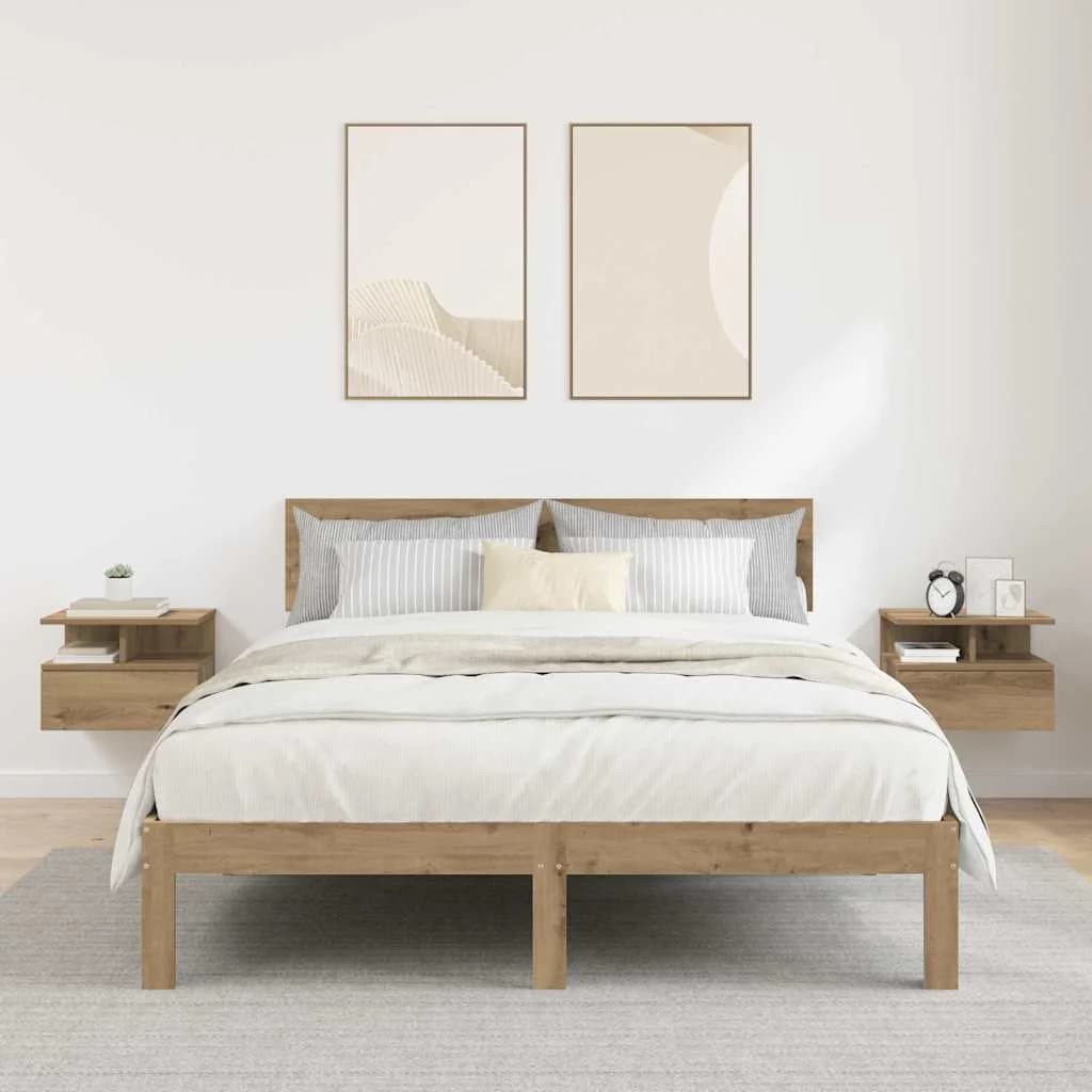 Plavajoča nočna omarica 2 kos Umetni hrast 40 x 31 x 28 cm