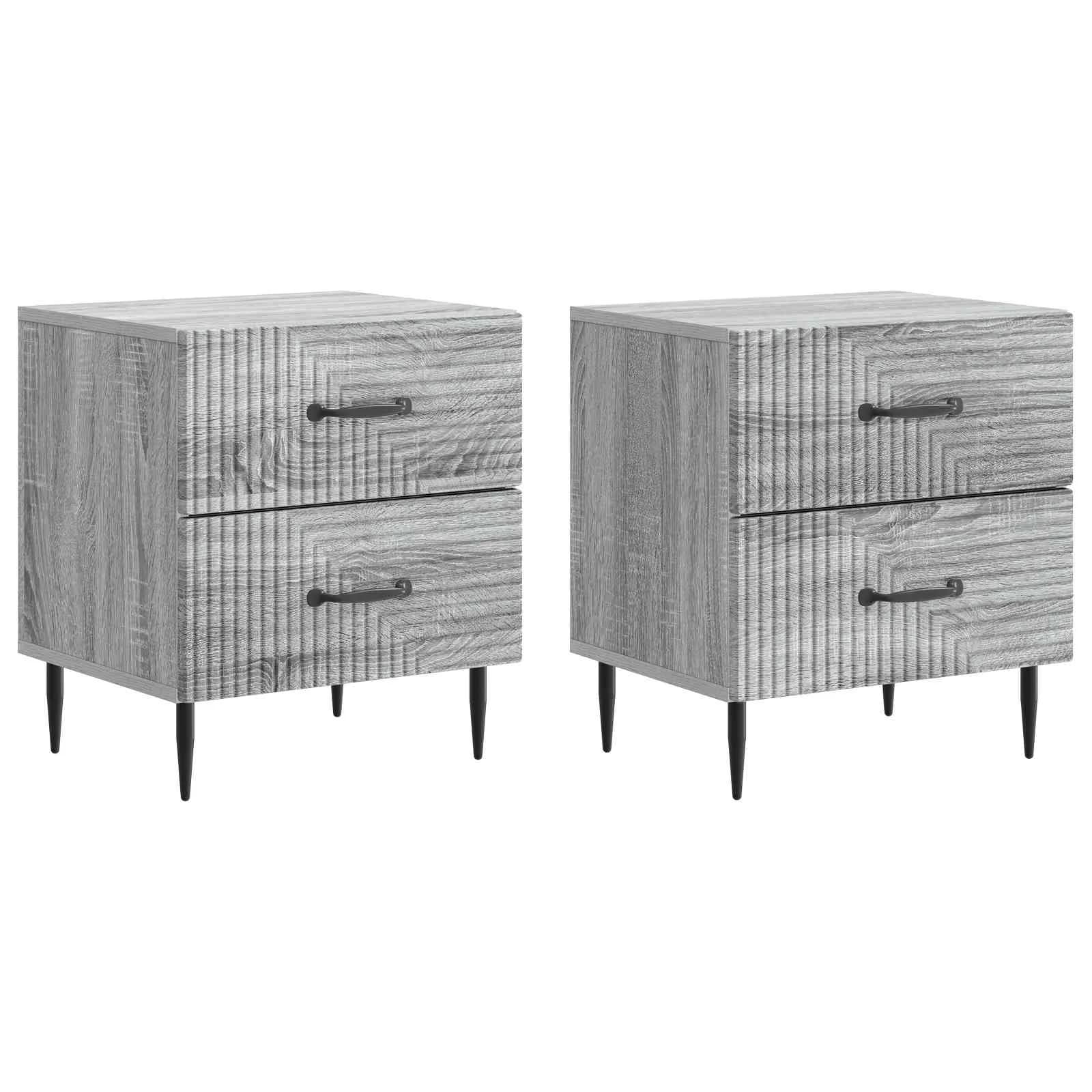 Nočna omarica 2 kos Siva Sonoma 43 x 34,5 x 47,5 cm - slika 2